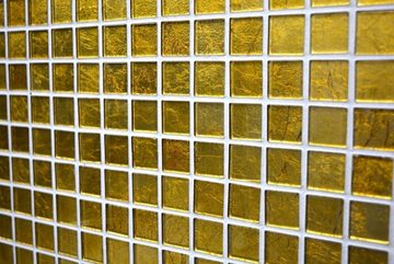 Mosani Mosaikfliesen Glasmosaik Crystal Mosaikfliesen gold glänzend / 10 Matten