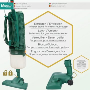 McFilter Kombidüse Staubsauger Düse, Wappenanschluss (mit Adapter), alternatives, Zubehör für Vorwerk Kobold 118, 119, 120, 121, 122 & Tiger 250/251, (1-tlg), Dreh-/Kippgelenk, umschaltbar, Fadenheber, Leichtlauflaufrollen