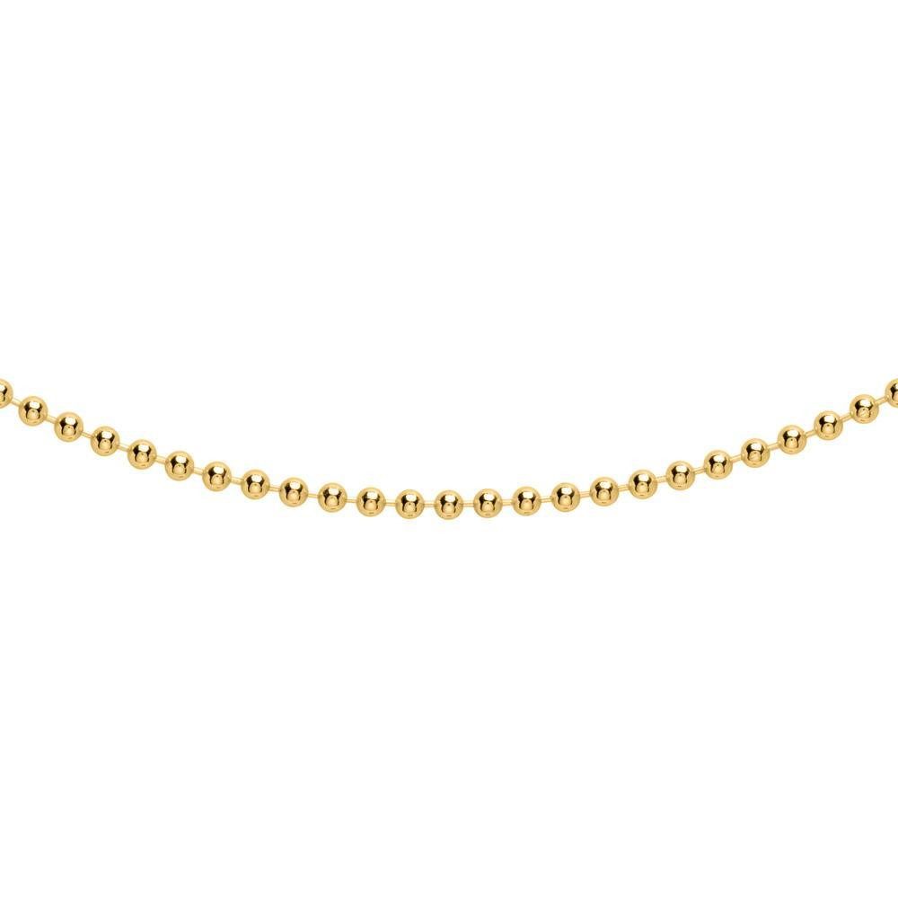 Unique Kette ohne Anhänger Kugelkette aus vergoldetem 925er Silber, 1,8 mm BC0018-G