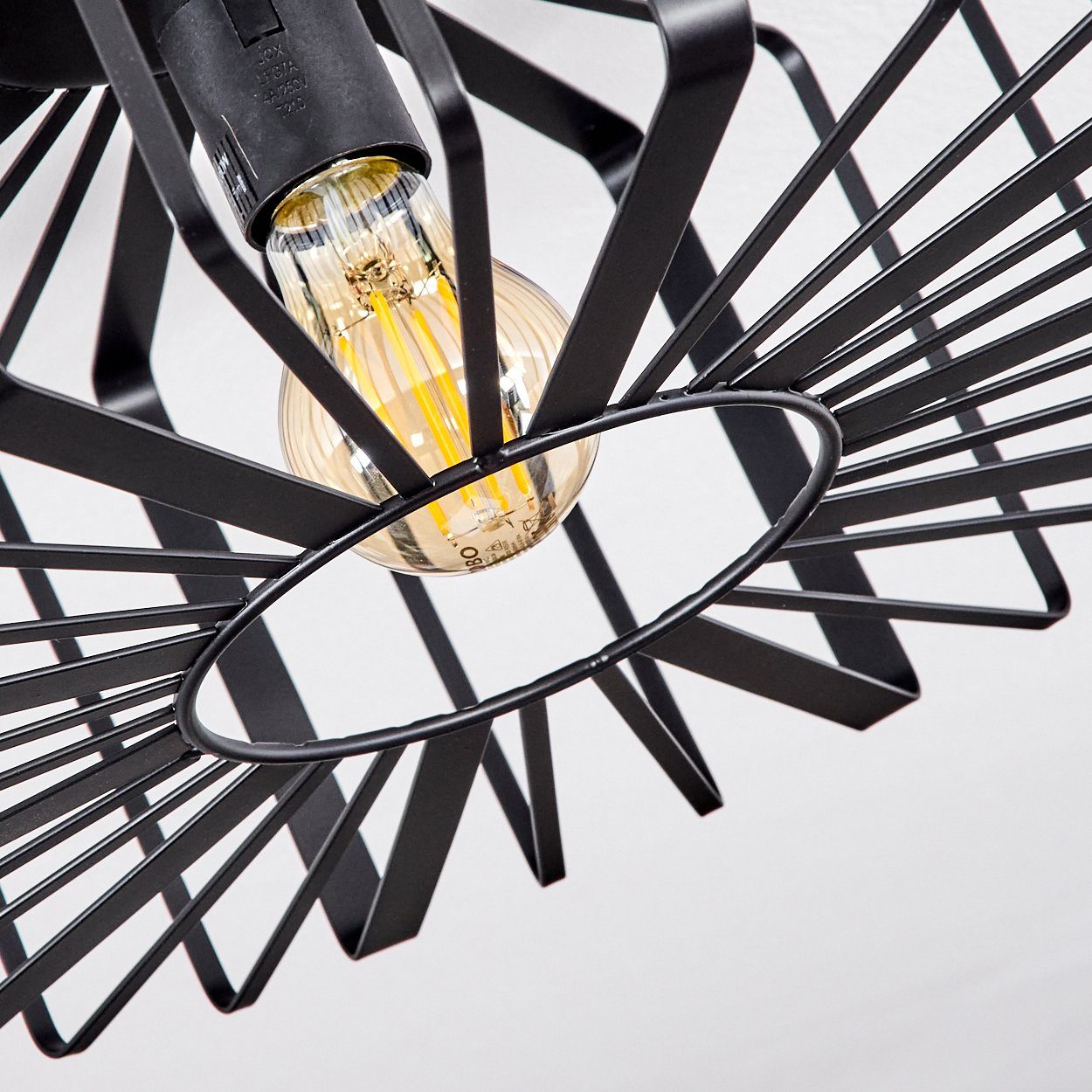 Deckenlampe Leuchte aus Deckenleuchte runde Lichteffekt Leuchtmittel, E27, in hofstein durch »Aidone« Gitter-Optik Metall ohne Schwarz, mit