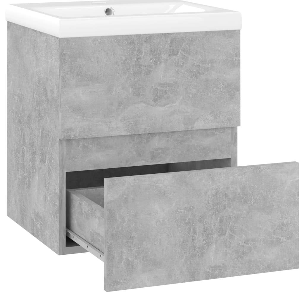 Badezimmerspiegelschrank Waschbeckenunterschrank (1-St) Einbaubecken Betongrau vidaXL Holzwerkstoff
