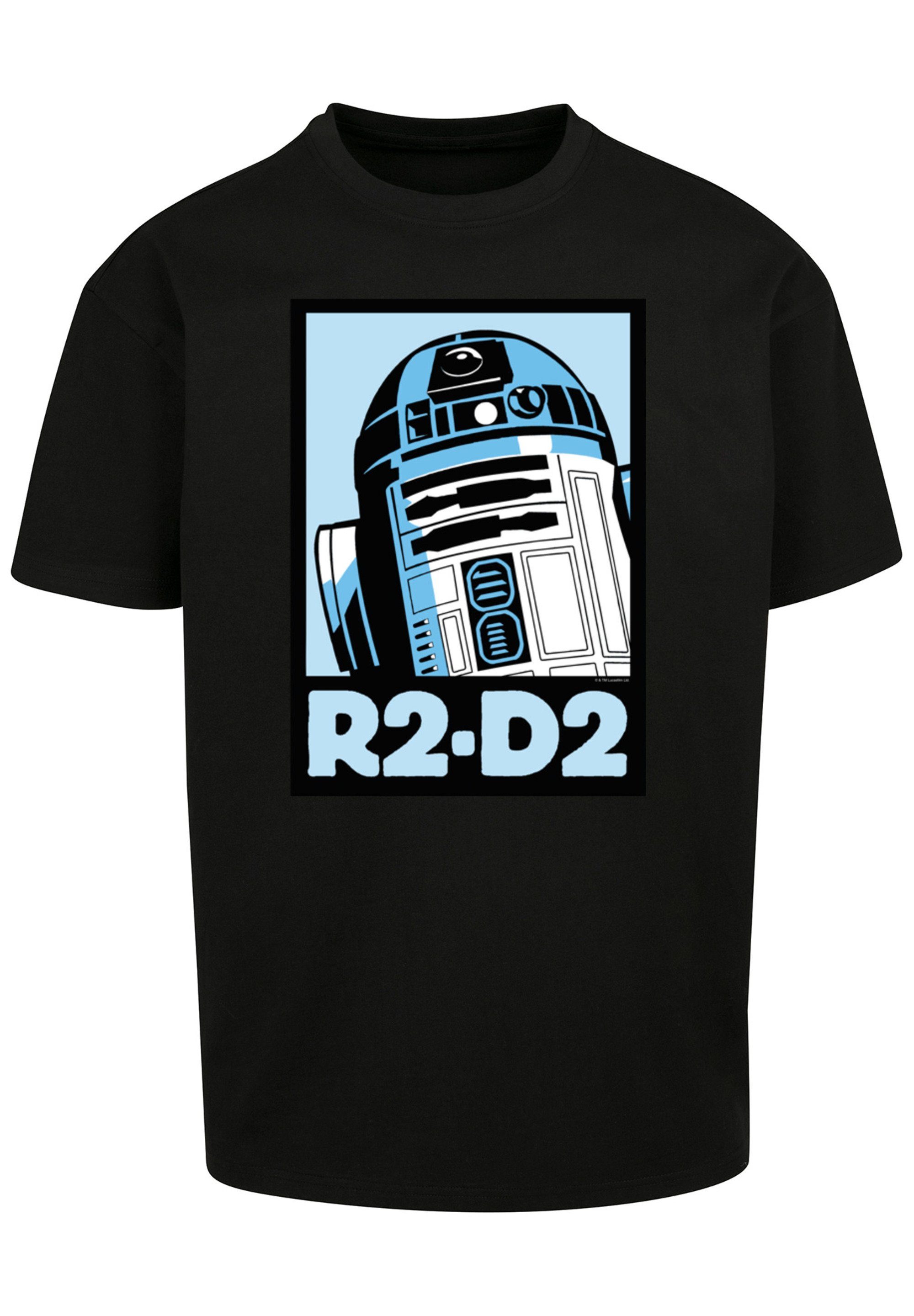 F4NT4STIC Kurzarmshirt Herren Star Wars Tee (1-tlg) Oversize Poster with Heavy black R2-D2