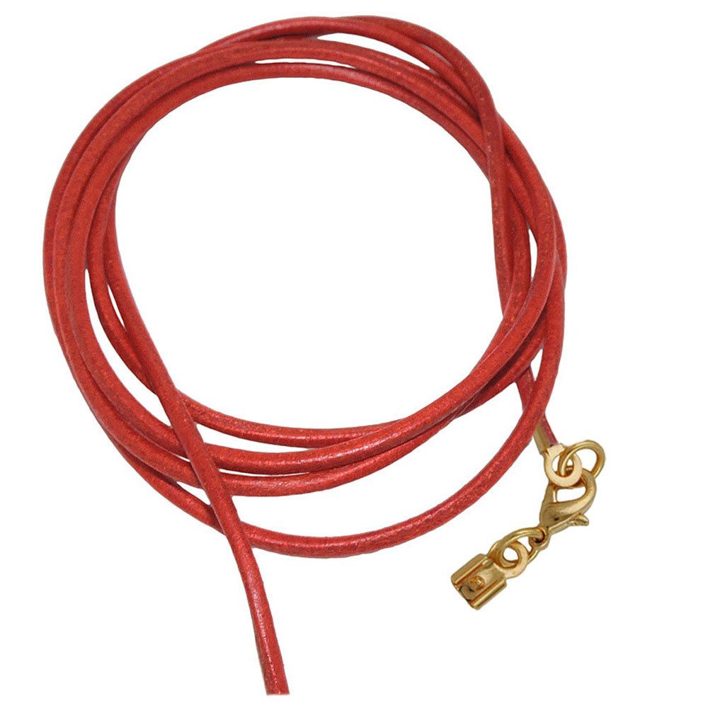 unbespielt Lederband Lederband Rot gefärbt Karabinerverschluss Goldfarben Länge 1 m Kürzbar, Modeschmuck für Damen und Herren