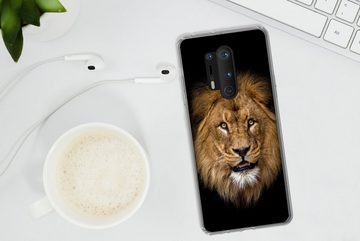 MuchoWow Handyhülle Löwe - Porträt - Schwarz - Tiere, Phone Case, Handyhülle OnePlus 8 Pro, Silikon, Schutzhülle