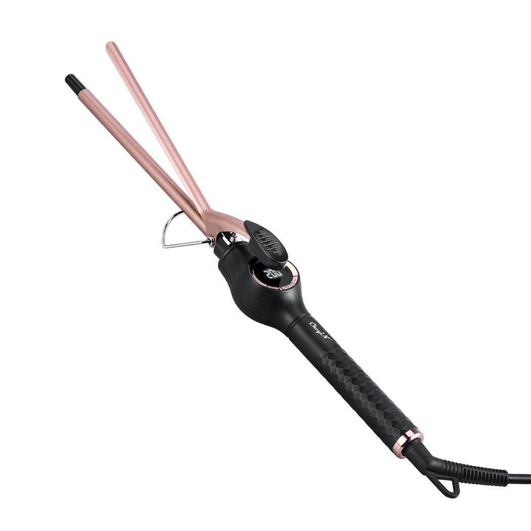 CkeyiN Lockenstab 9mm Lockenstab zur Flauschiges lockiges Haar 140℃-200℃, Turmalin-Keramik-Beschichtung, mit LED-Bildschirm, Verbrühschutzhalterung, PTC-Schnellheizung