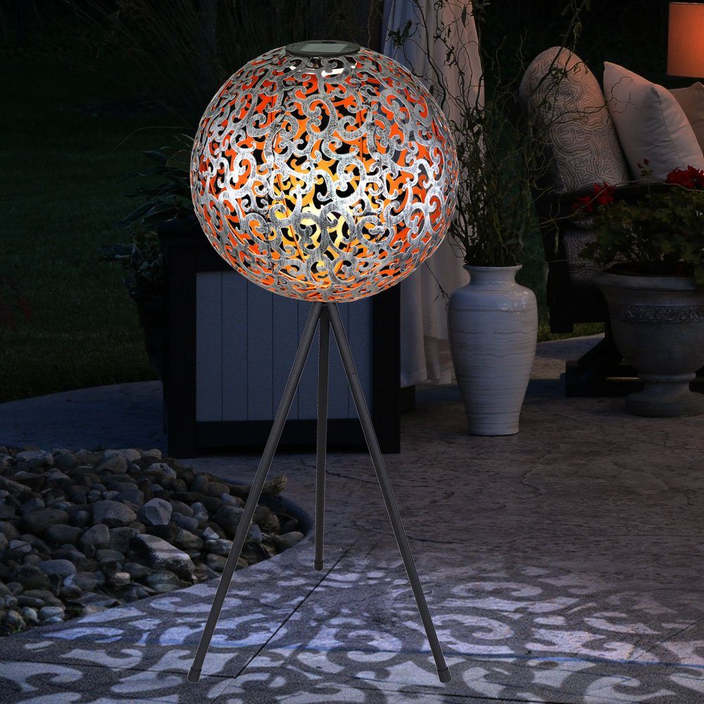 Solarlampe Dreibein Warmweiß, LED-Leuchtmittel LED verbaut, Solar Solarleuchte, fest Stehleuchte Kugel etc-shop Garten Standlampe