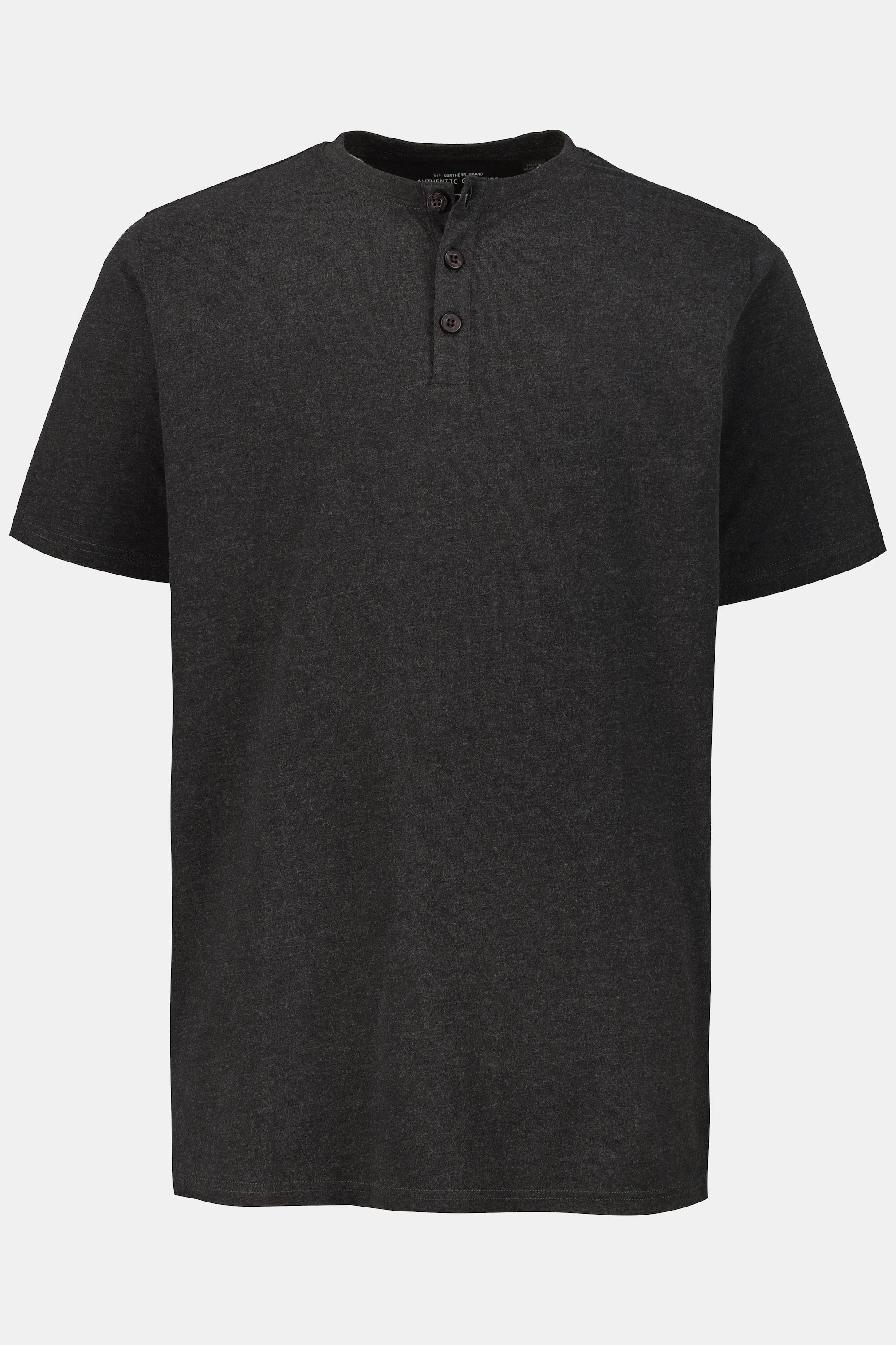 JP1880 T-Shirt Henley Basic anthrazit Knopfleiste Halbarm