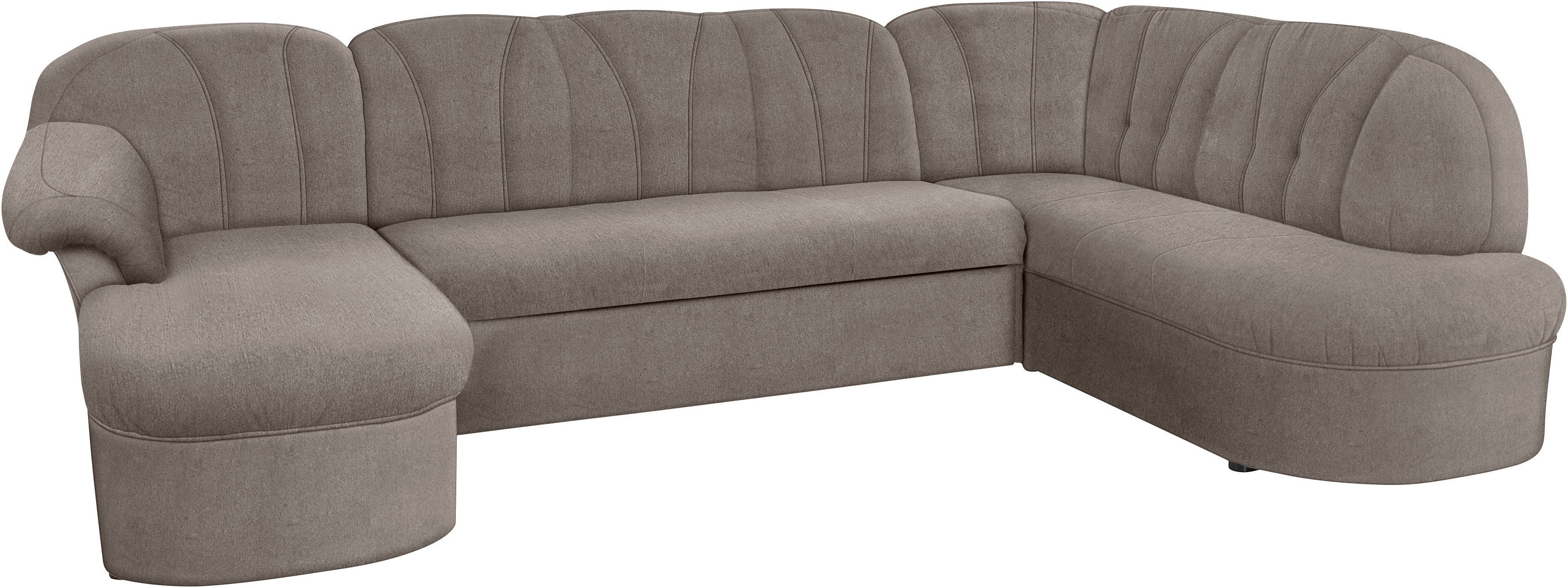 DOMO collection Wohnlandschaft Pegnitz, zeitlos&modern, elegante Rückensteppung, Breite 292cm, U-Form, wahlweise mit Bettfunktion