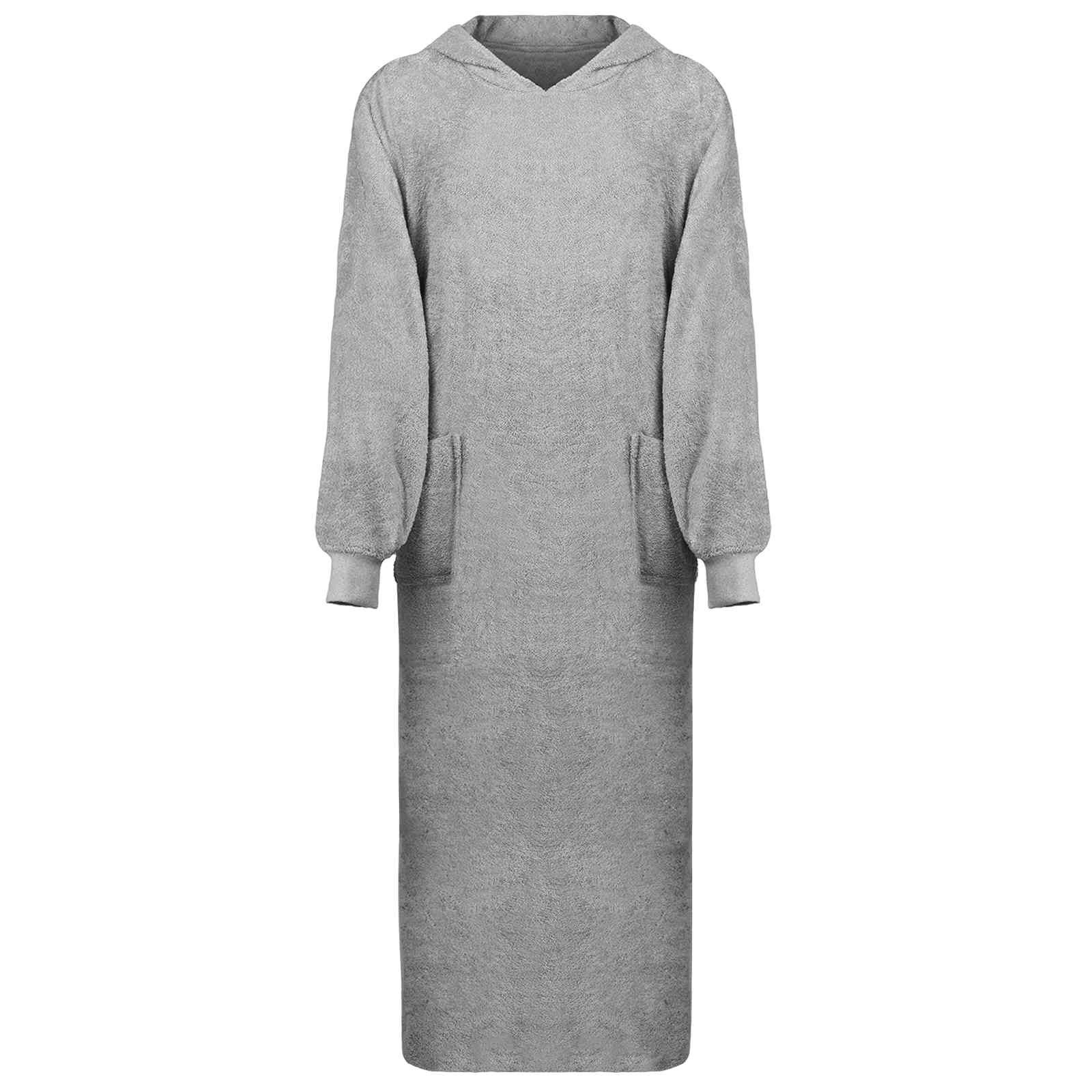vidaXL Bademantel Decken-Hoodie KINN Grau XXL Baumwolle, Baumwolle