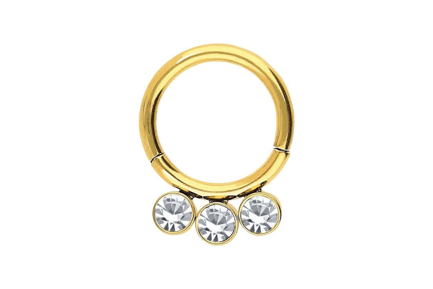 Nasenpiercing Chirurgenstahl Segmentring Clicker 3 KRISTALLE Ohrpiercing Septum