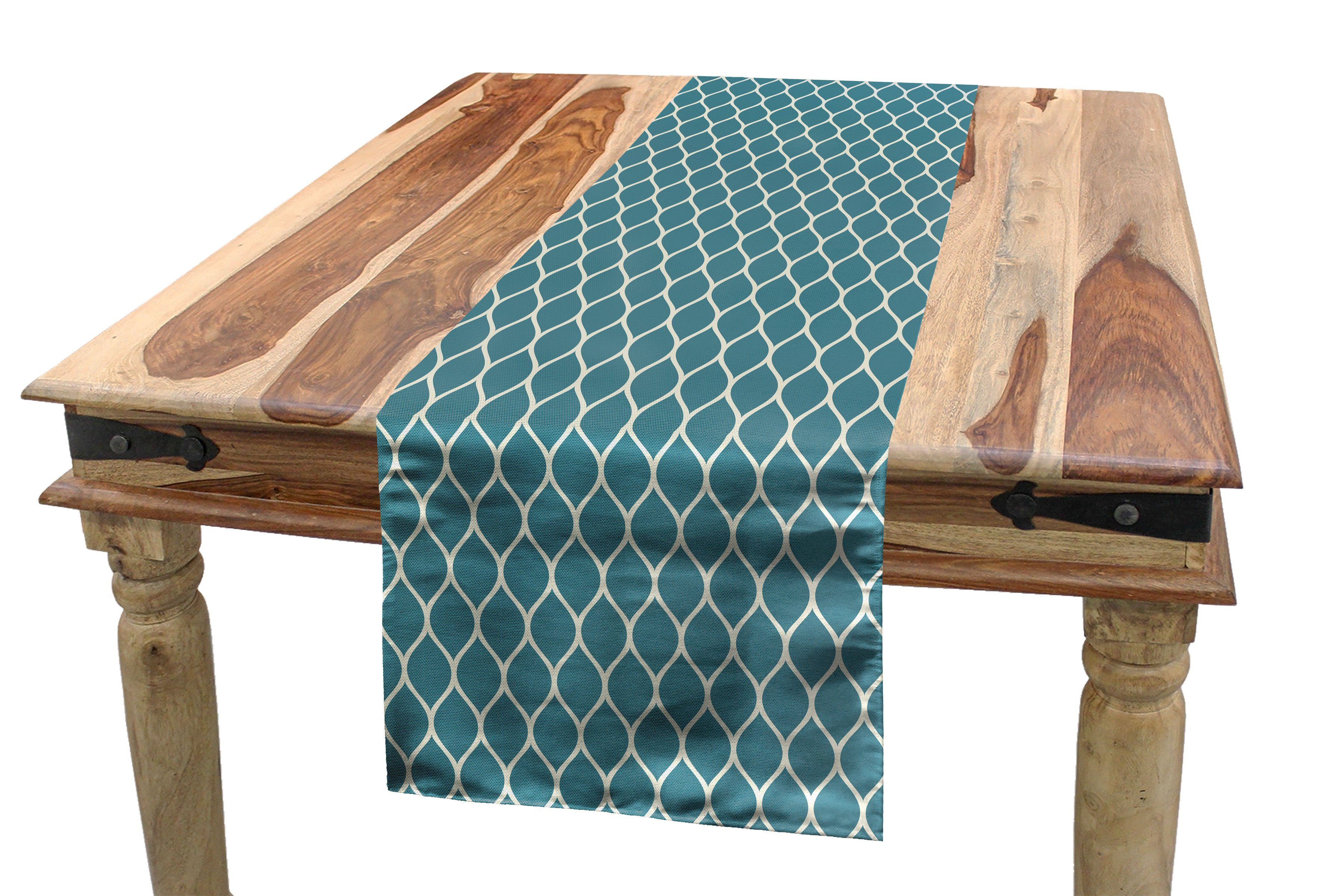 Aktuelle Modeinformationen Abakuhaus Tischläufer Tischläufer, Gewellte Blau und weiß Küche Linien Rechteckiger Tile Dekorativer Esszimmer