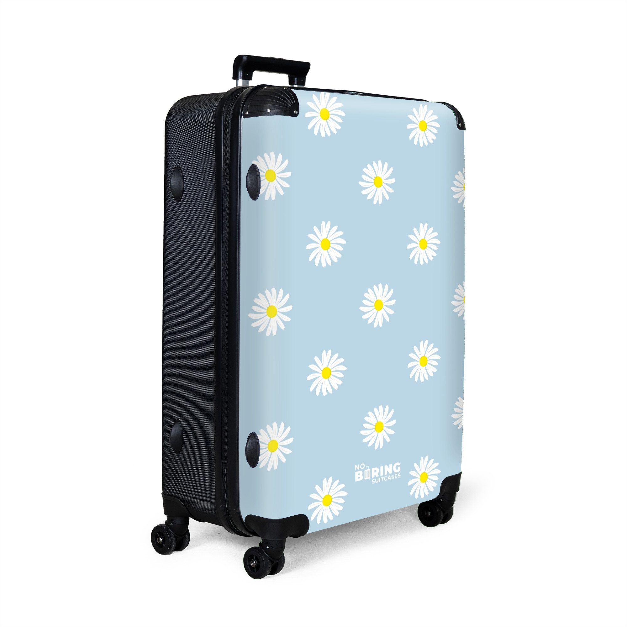 NoBoringSuitcases.com© Hartschalen-Trolley Pastellblau mit Gänseblümchen 77 günstig online kaufen