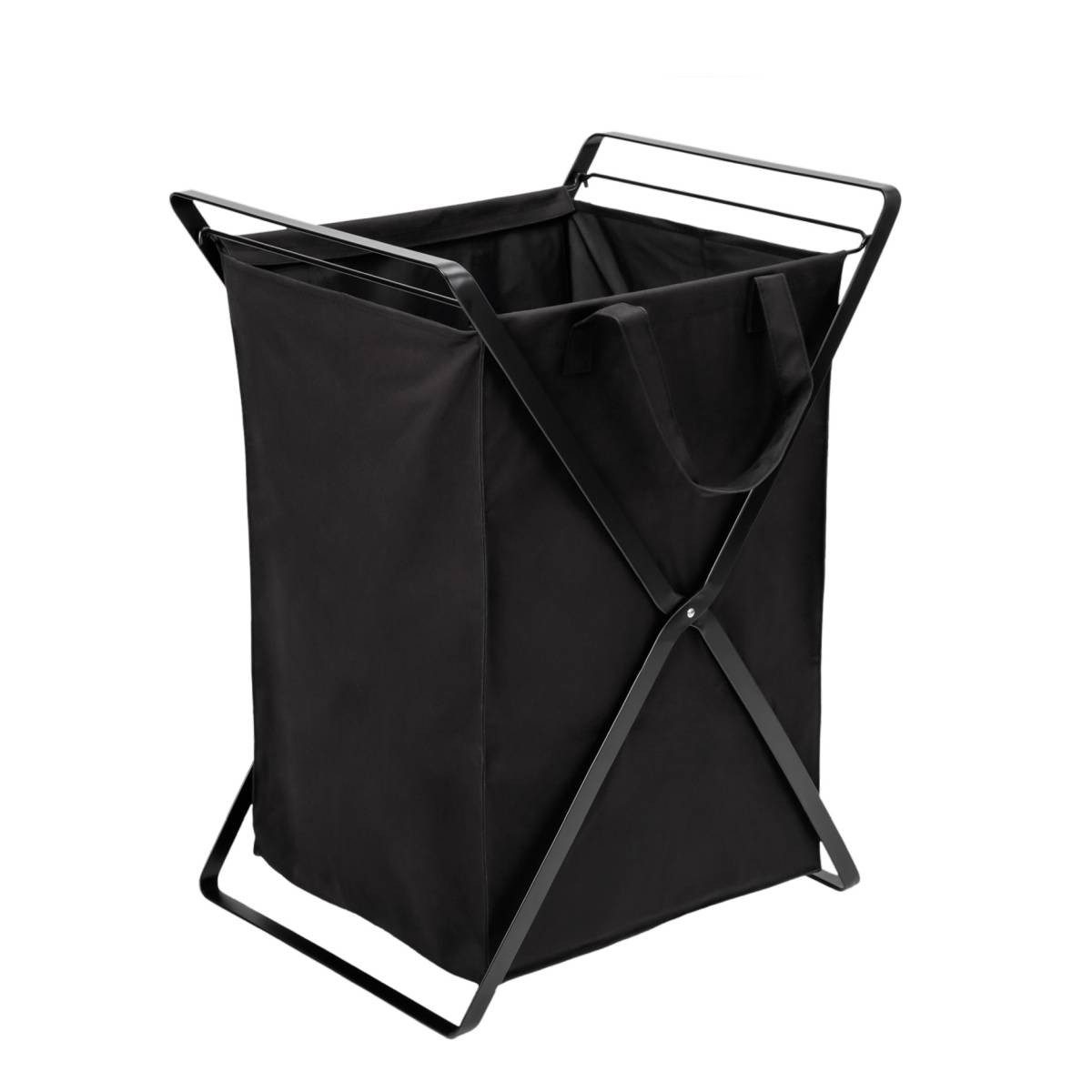 Yamazaki Wäschekorb YAMAZAKI Wäschesammler TOWER black, Metallgestell, klappbar, herausnehmbare Tasche