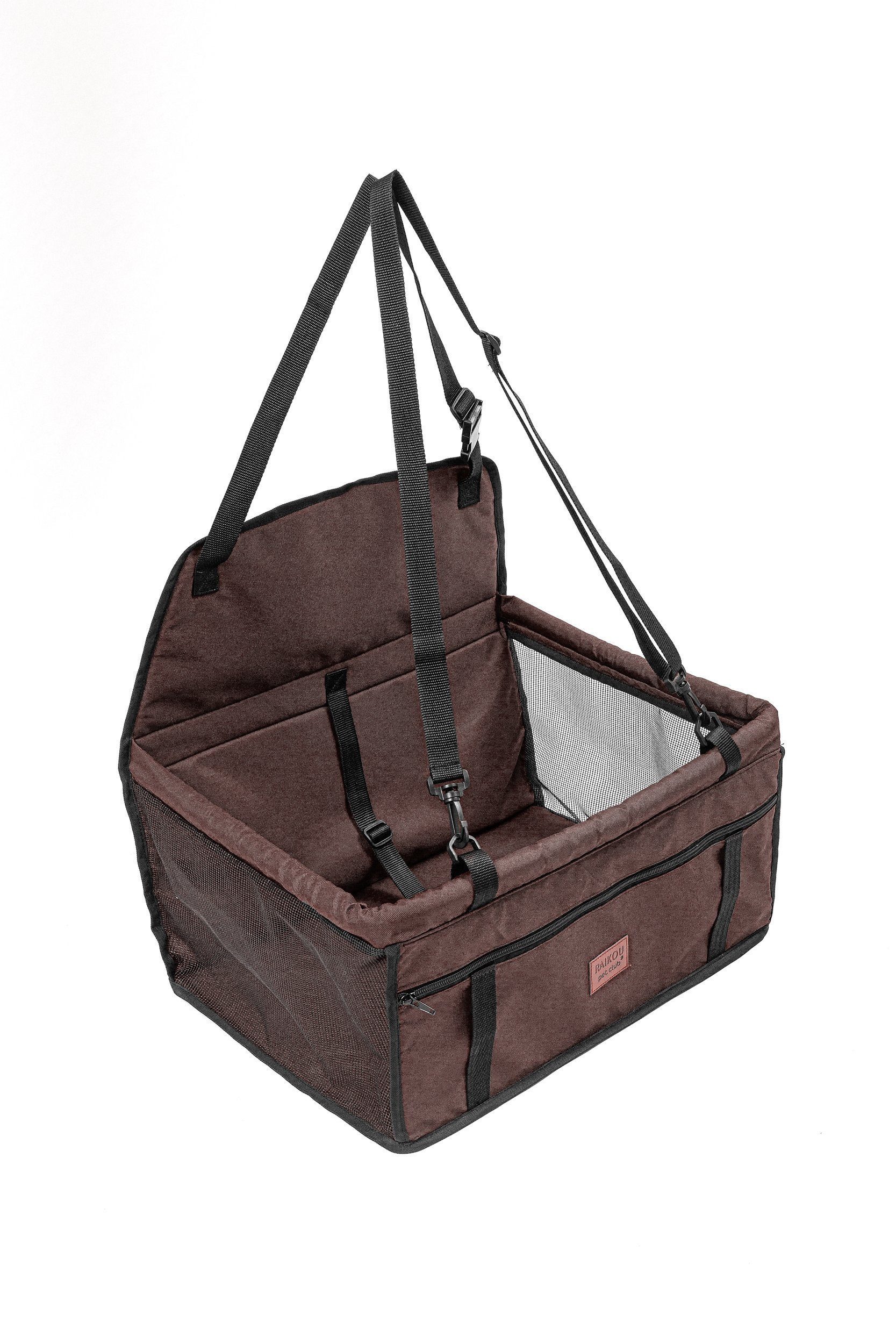 M-Diamant Tiertransportbox Haustier-Autositz / Cargo für den Rücksitz / 50cm*40cm*24cm bis 12 kg, Schnelle & universelle Montage faltbar Stabil & robust