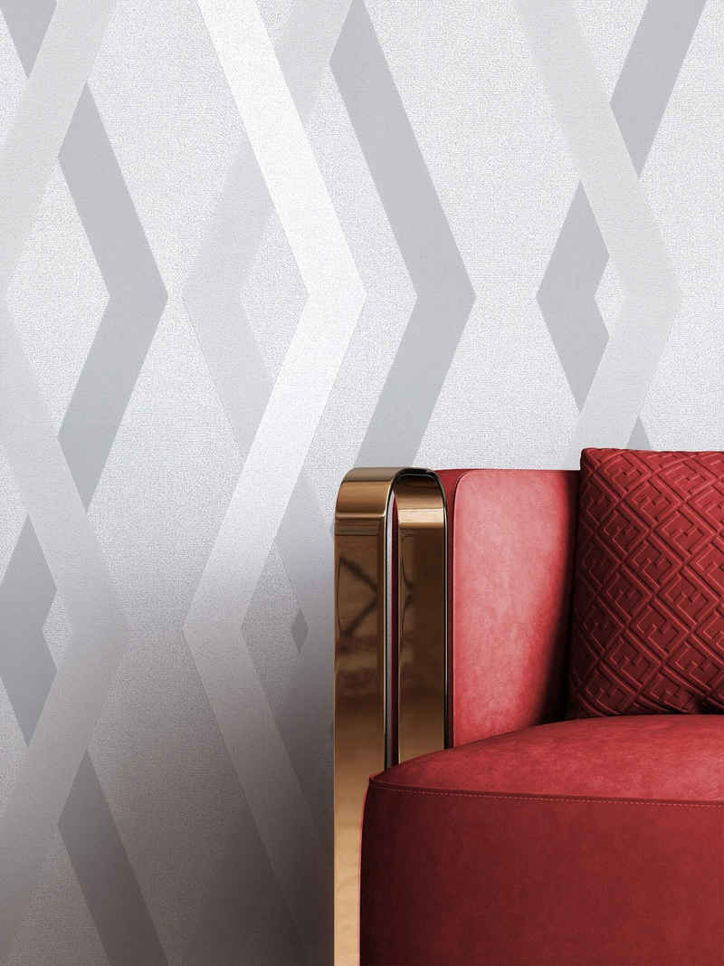 Newroom Vliestapete, Grau Tapete Grafisch Streifen - Mustertapete Weiß Geometrisch Modern Linien Grafik für Wohnzimmer Schlafzimmer Küche