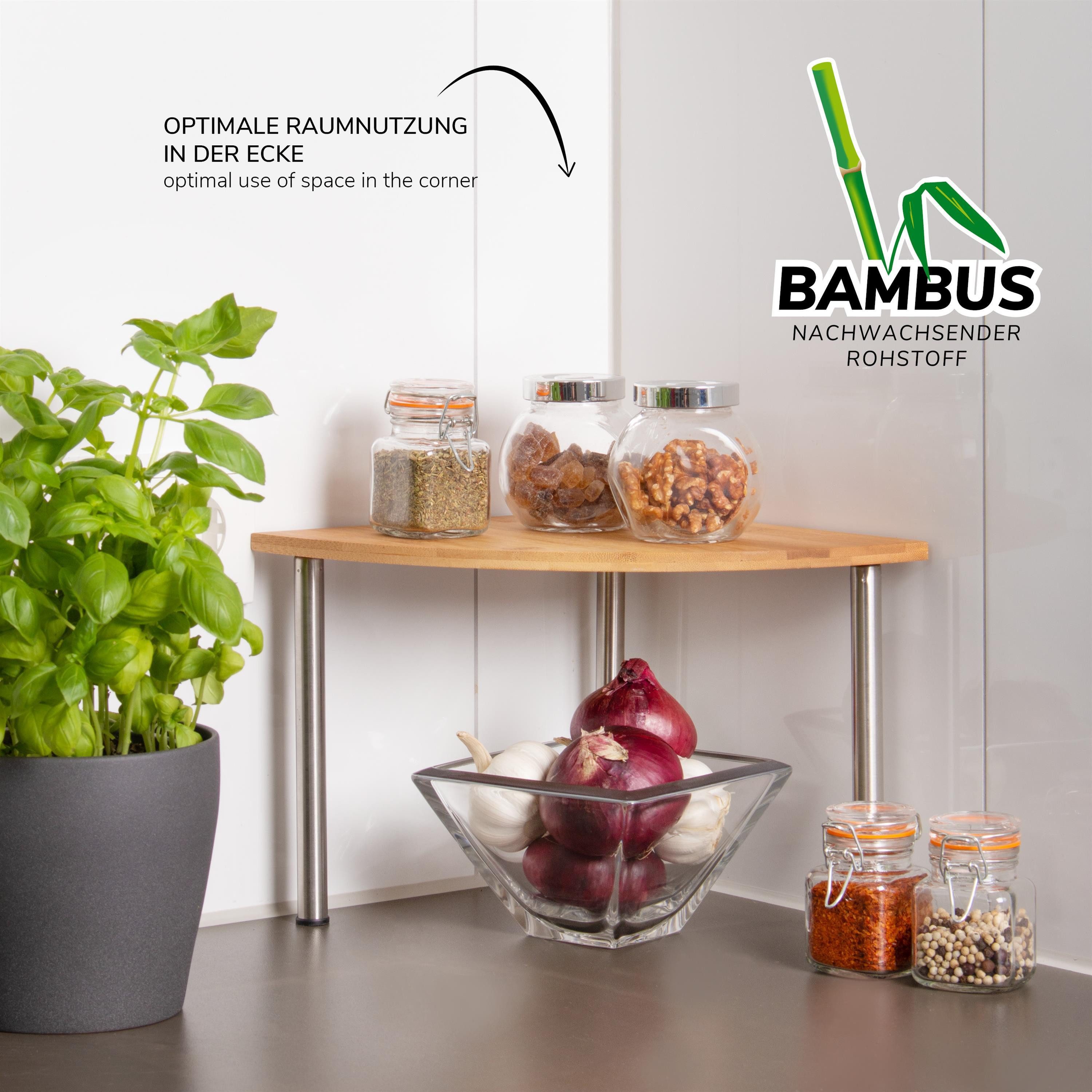 bremermann Küchenregal Bambus-Eckregal mit Edelstahl // ca. 25 x 20 x 25 cm (B/H/T) – Bild 5 von 5