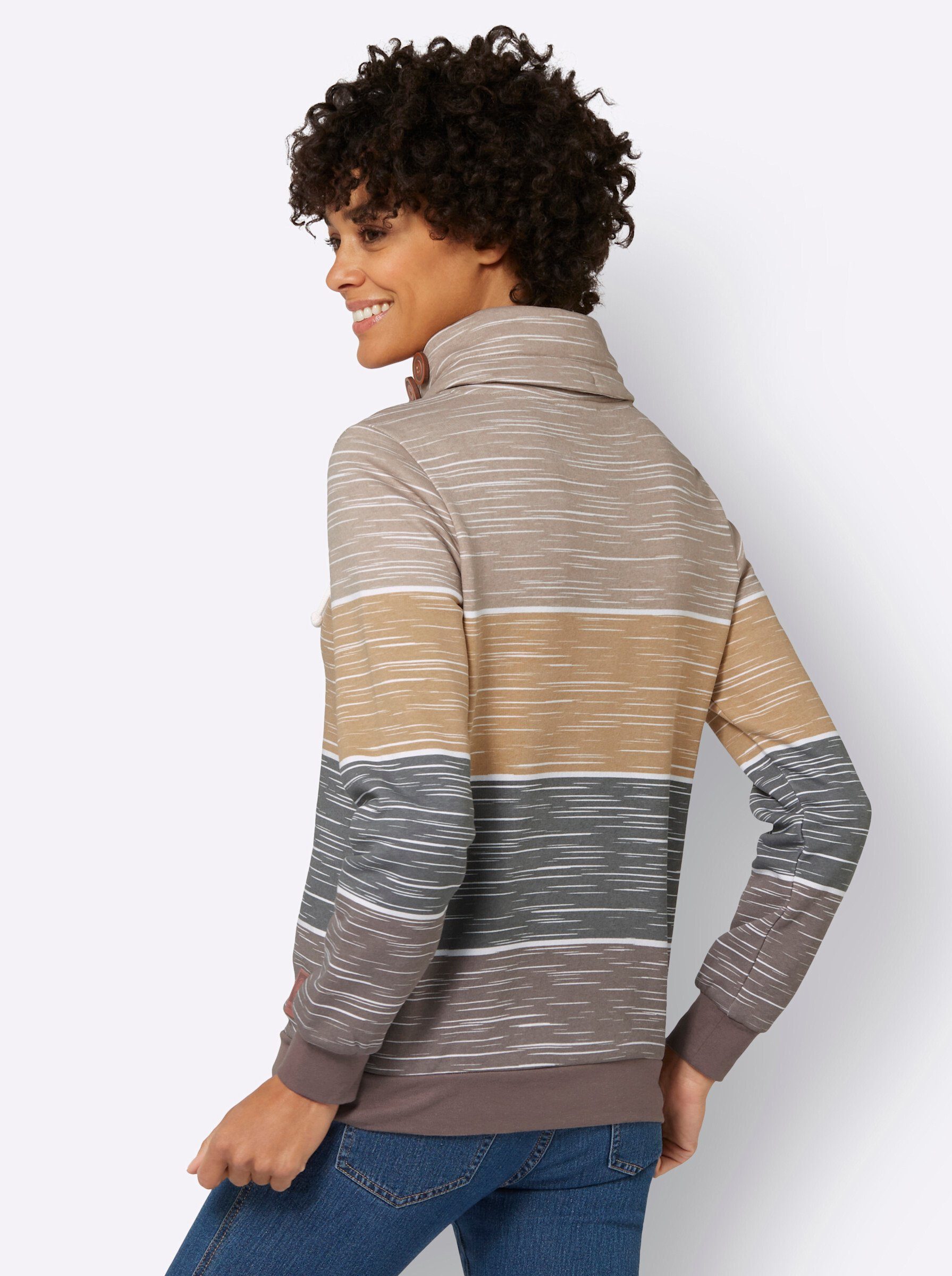 WITT dunkeltaupe-sesam-bedruckt WEIDEN Sweater