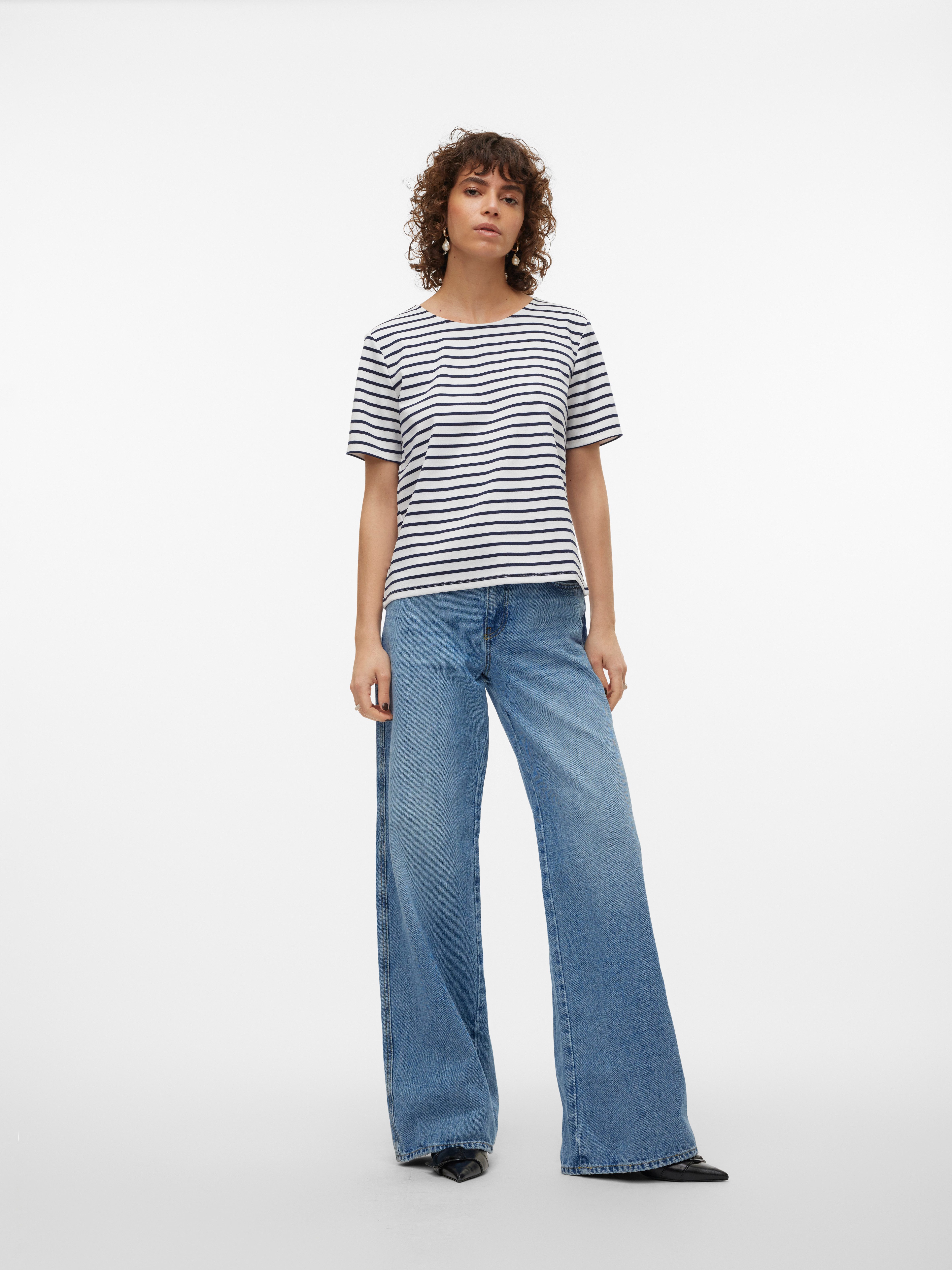 Vero Moda Rundhalsshirt VMABBY SS ZIP TOP JRS NOOS Materialmix, regular fit – Bild 5 von 5