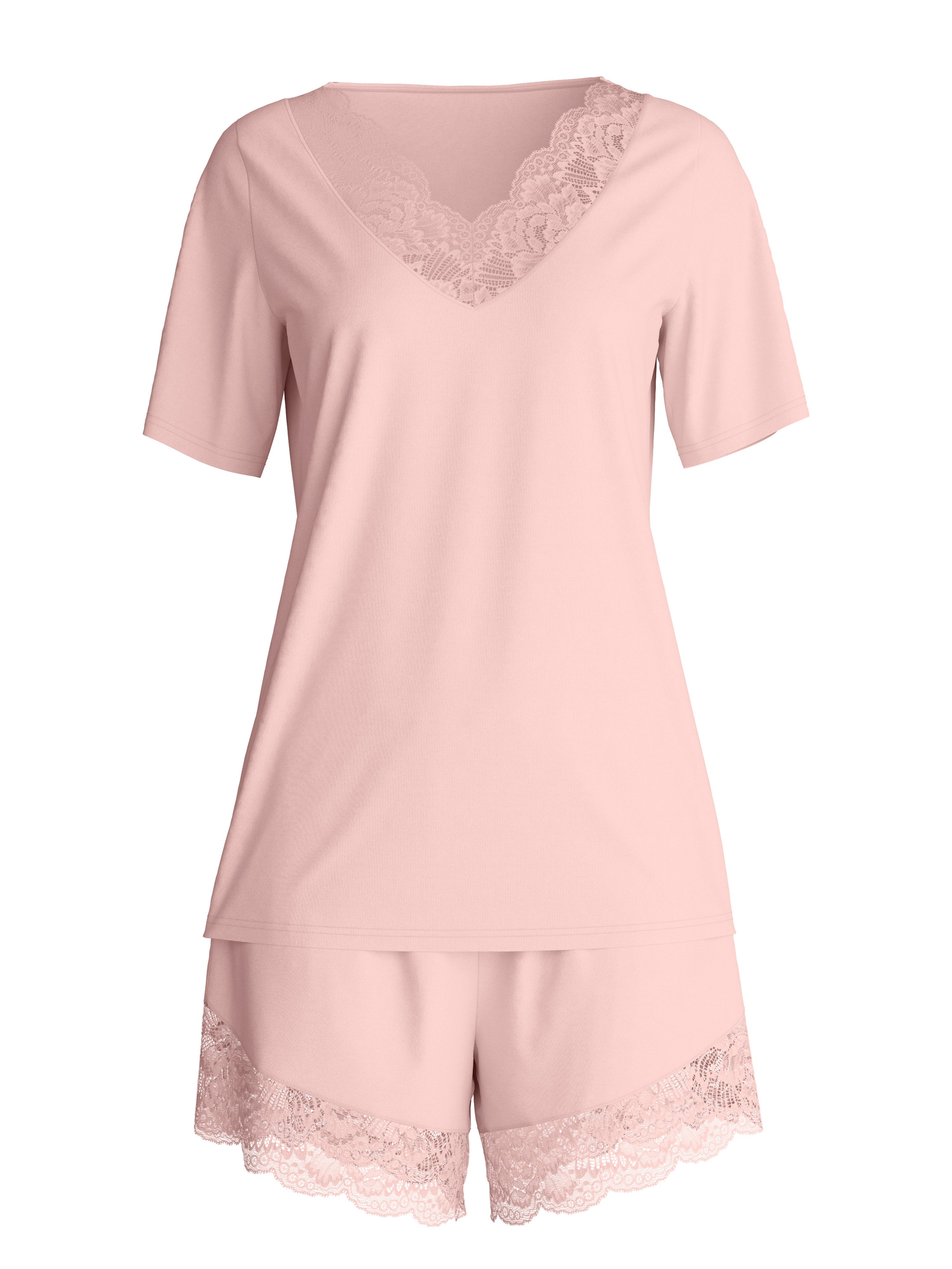 CALIDA Shorty Elegant Dreams (2 tlg) feminine Details-Spitze, seidig-weicher Griff, Kurzarm