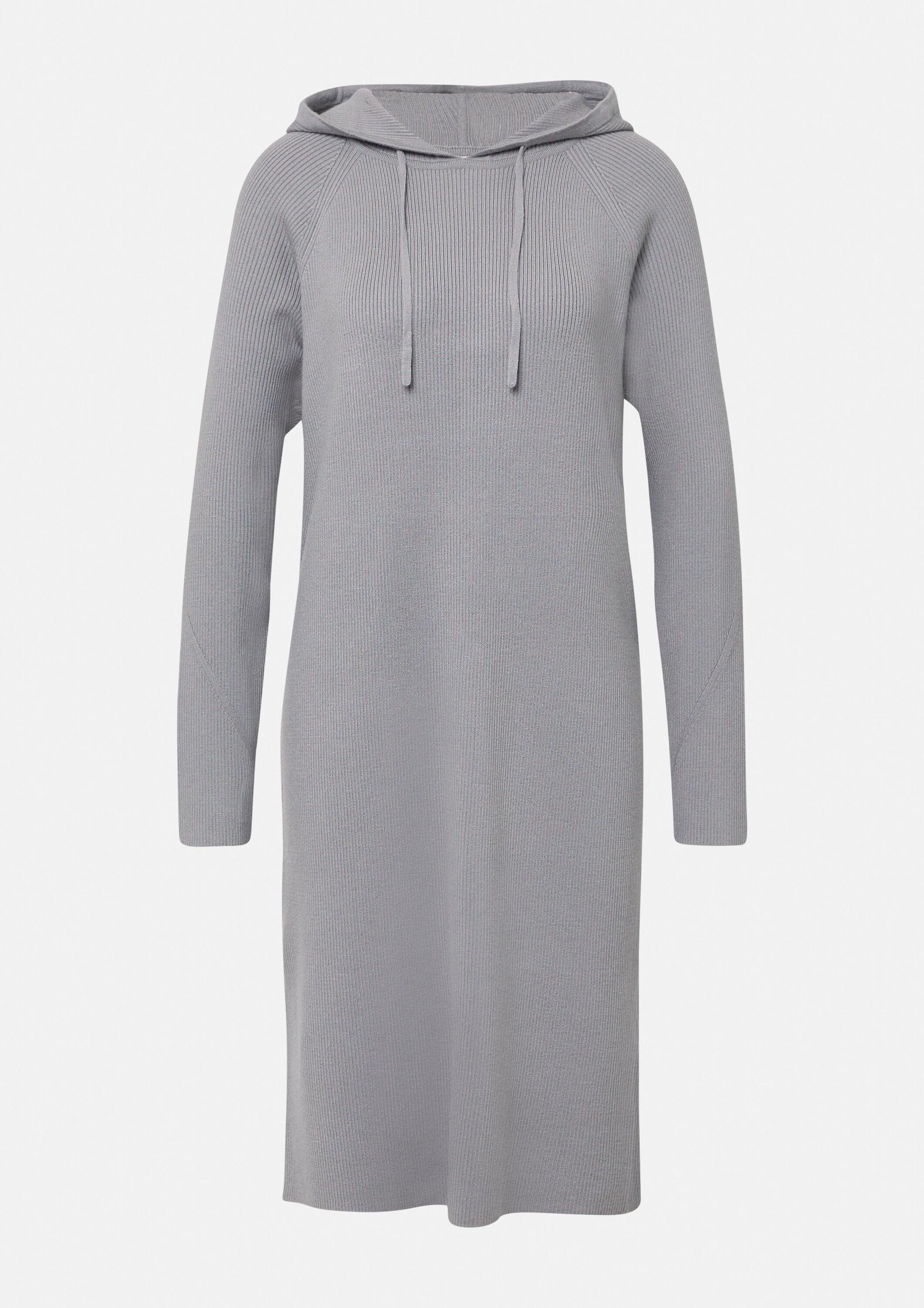 comma Midikleid Kleid Strickkleid mit Kapuze und Raglanärmeln