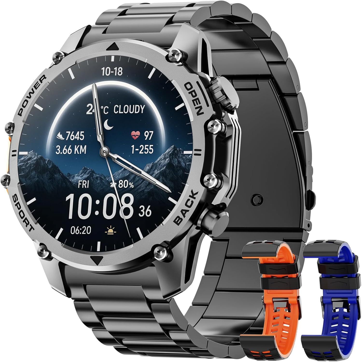 Hwagol Smartwatch (3,6 cm, android ios), Smartwatch mit Bluetooth-Telefonie und 140+ Sportmodi