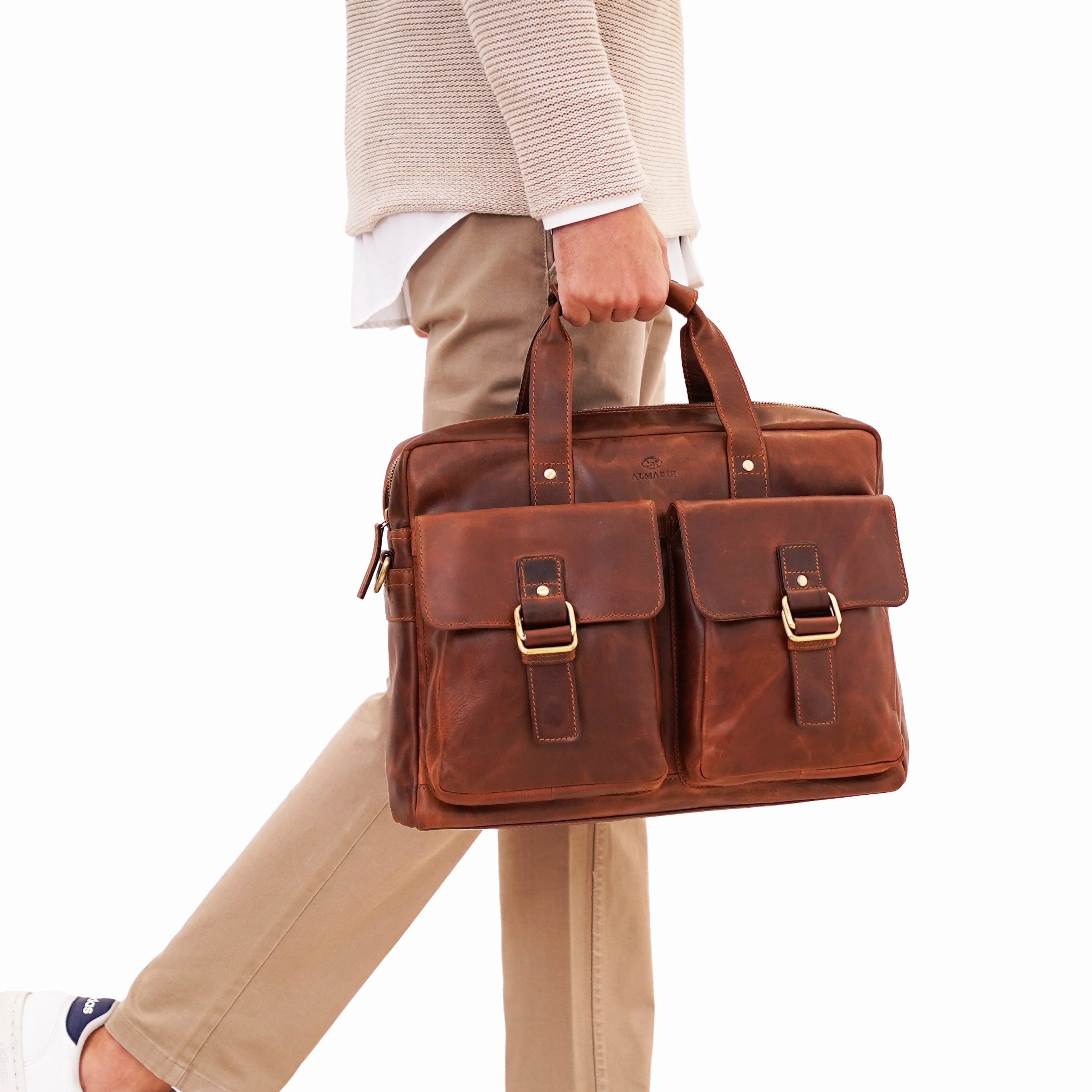 Businesstasche Leder Laptoptasche Ledertasche 15 Zoll Aktentasche Braun