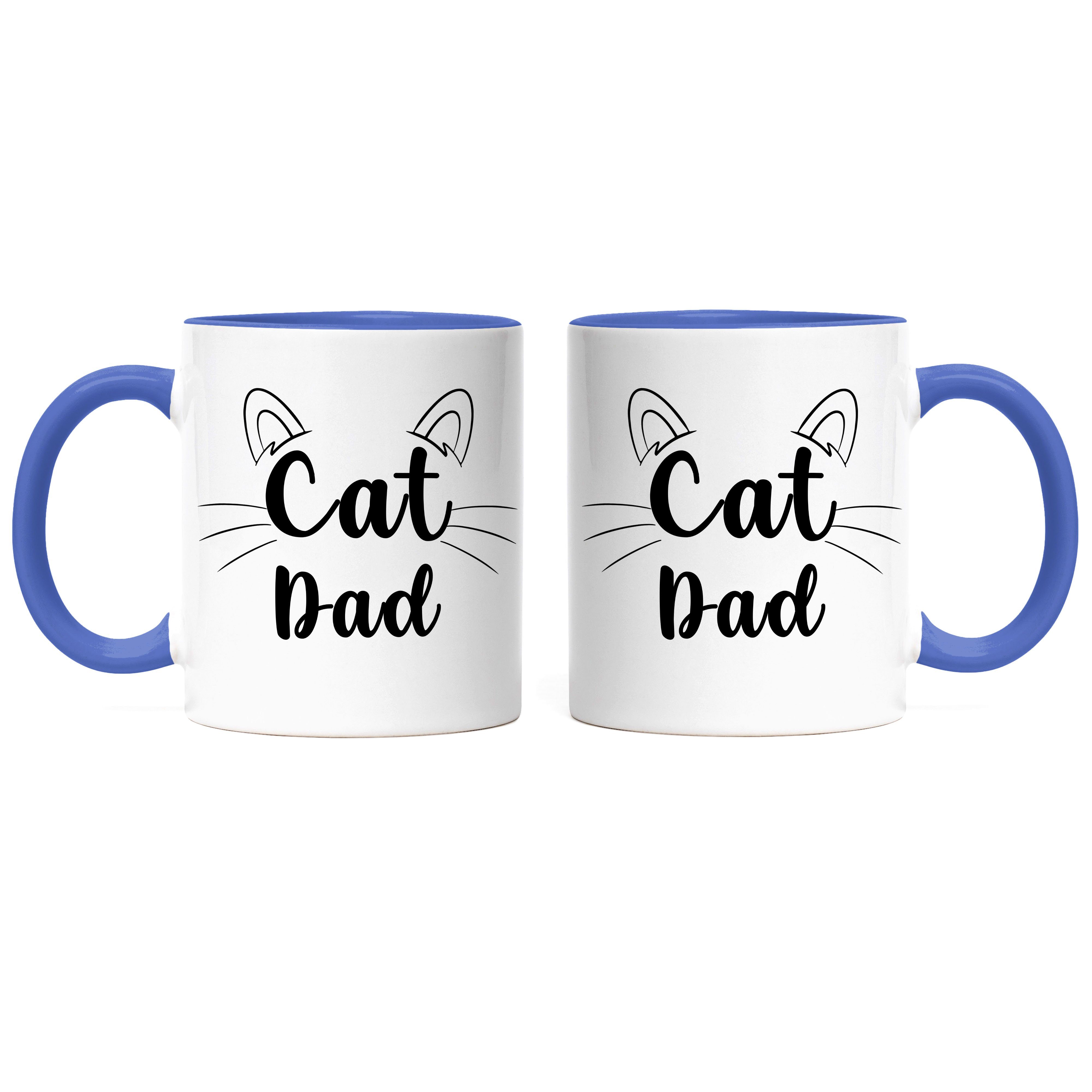 Tasse Katzenbesitzer Kaffeetasse, Katzen-Papa Keramik Cat Dad Blau Hey!Print Geschenk Kätzchen Tasse Katzen Katzenliebhaber