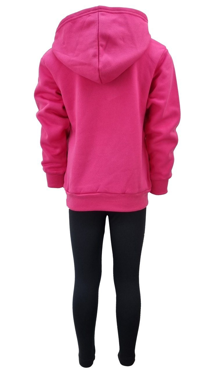 Girls Fashion Jogginganzug Sweatanzug, Freizeitset, Pink + warme Pullover Kapuzen MF3273 Legging