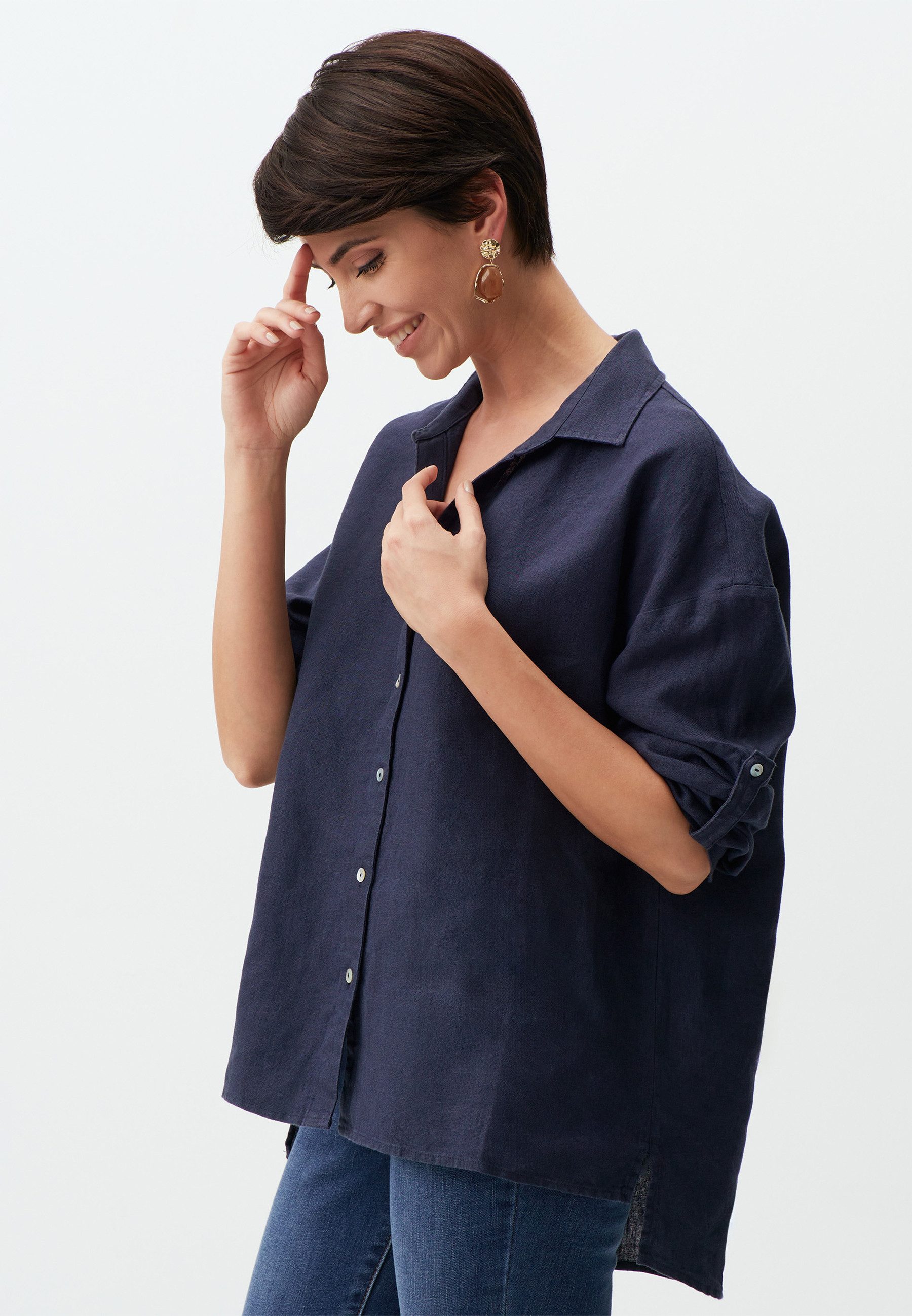 Jimmy Key Shirtbluse Langärmlig Leinen Gewebt günstig online kaufen
