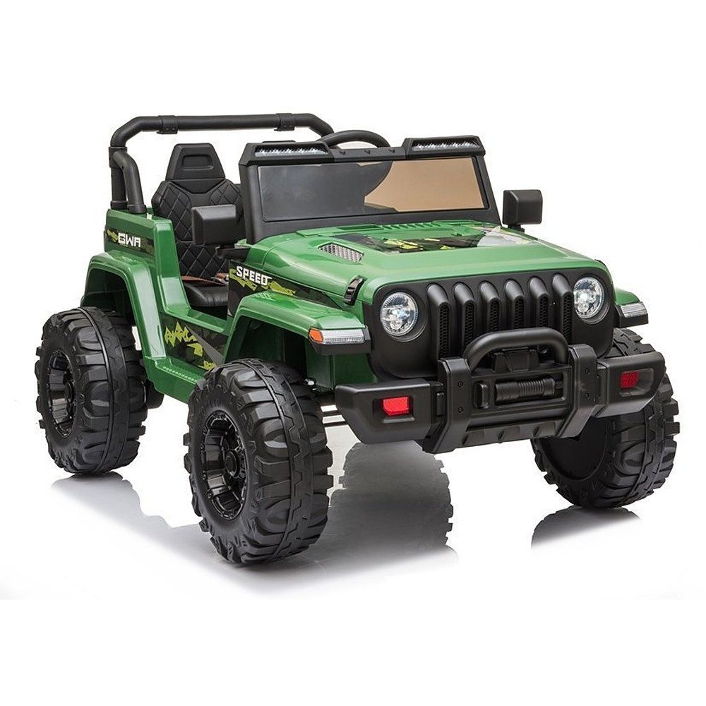 LEAN TOYS Elektro-Kinderauto Kinderfahrzeug Elektroauto Geländewagen, (1-tlg), LED-Scheinwerfer, Lichtleisten, Überrollbügel, Offroad-Räder