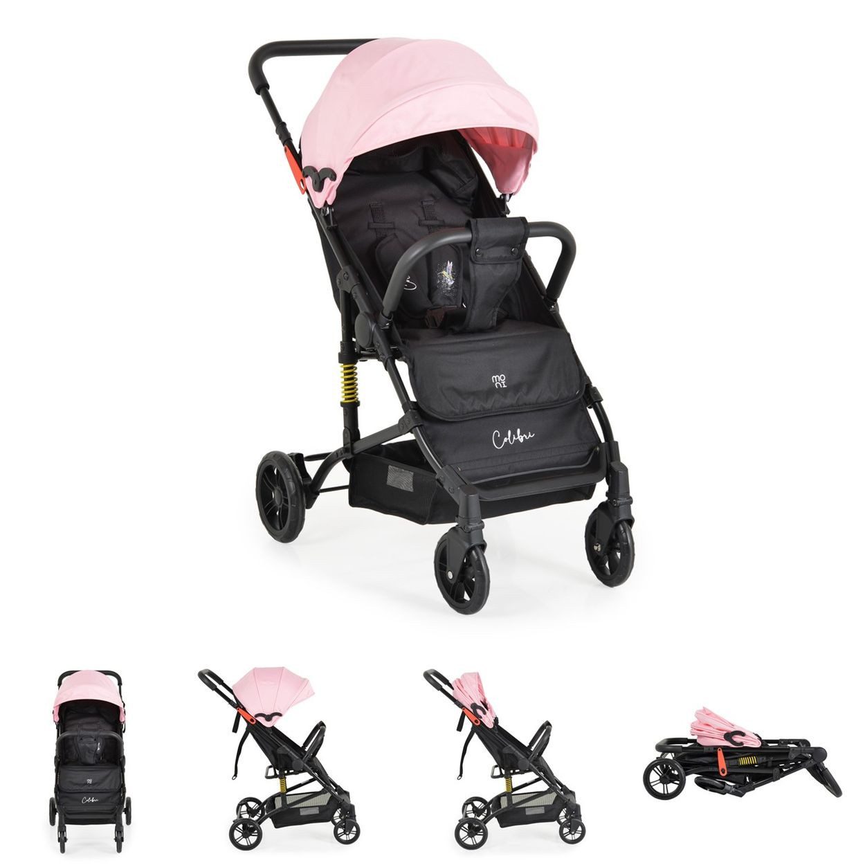 Moni Kinder-Buggy Colibri, EVA-Material, 360° drehbar, 5-Punkt-Gurt, Sonnendach, Dach mit Fenster