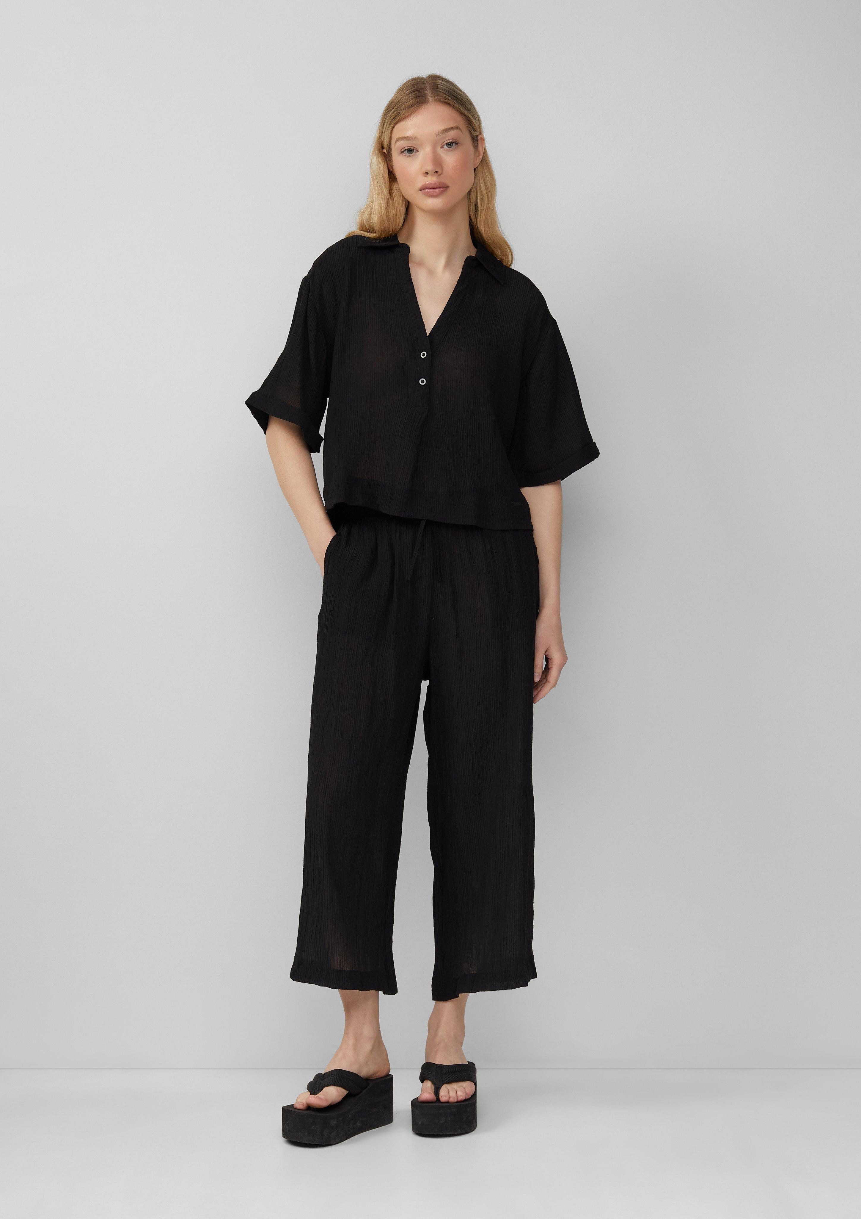 QS 7/8-Hose Strukturierte Culotte aus Viskosemix günstig online kaufen