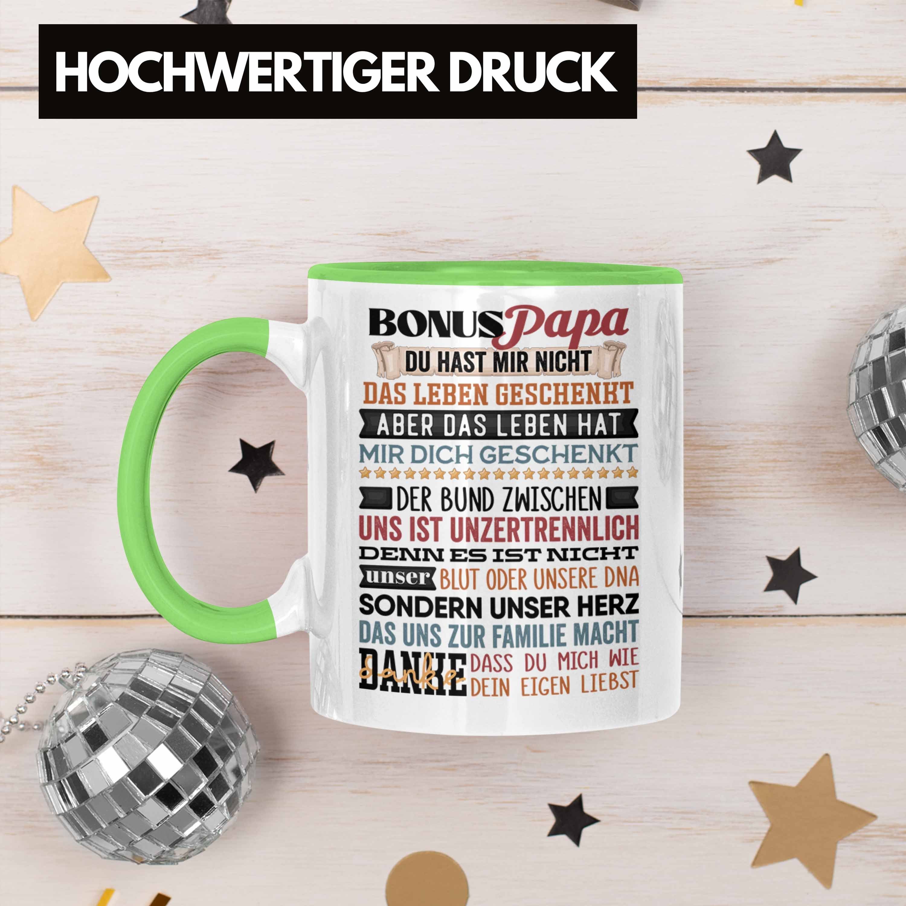 Bonus Geschenkidee Grün Tasse Trendation Geschenk Vatert Stiefpapa Papa Tasse für Stiefvater