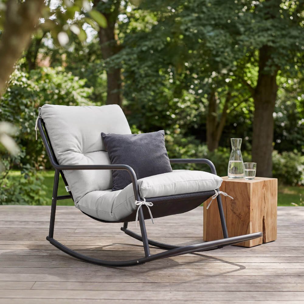 HOME DELUXE Schaukelstuhl ALEVIO, Schaukelsessel für den Garten, Gartenliege, Loungesessel