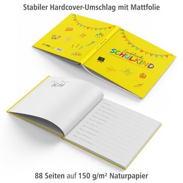 itenga Tagebuch itenga Gästebuch Motiv Endlich Schulkind GELB 88 Seiten 21 x 21cm