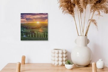 OneMillionCanvasses® Leinwandbild Italien - Sonnenuntergang - Toskana, (1 St), Leinwand Bilder für Wohnzimmer Schlafzimmer