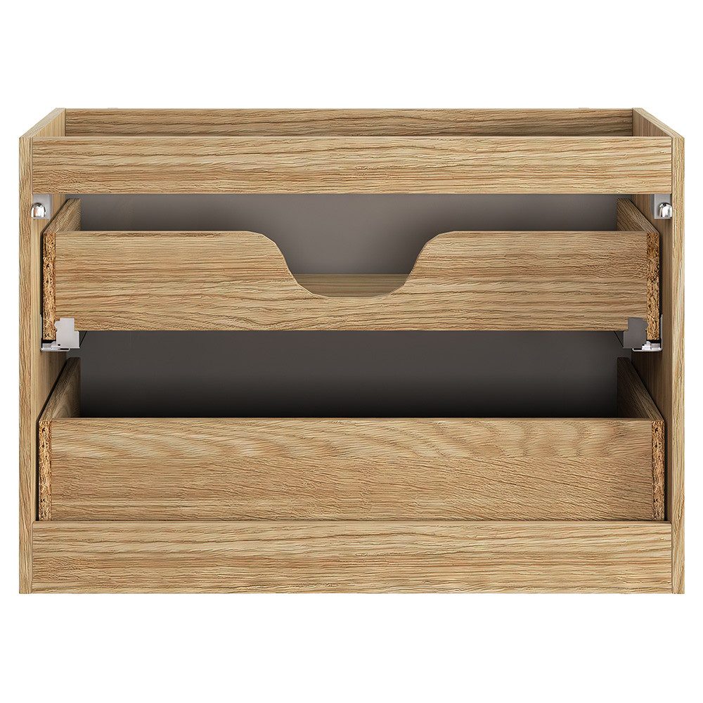 Lomadox Waschtisch OLUO-56-BEIGE, 80cm mit Keramik-Waschbecken, Eiche mit beige, 3D-Oberfläche