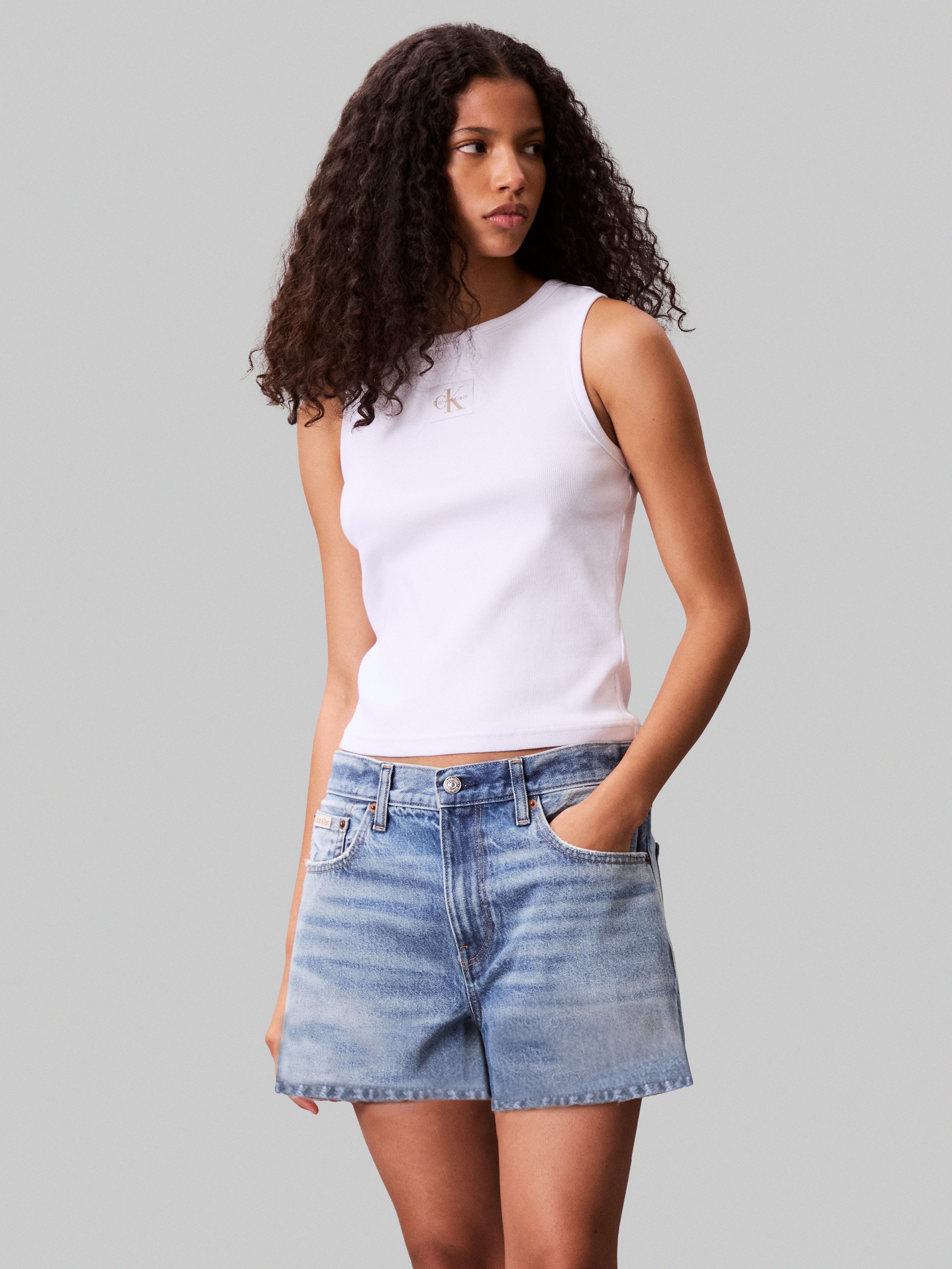 Calvin Klein Jeans Tanktop A - WVN LBL 2X2 CTTN Mit Rundhalsausschnitt günstig online kaufen