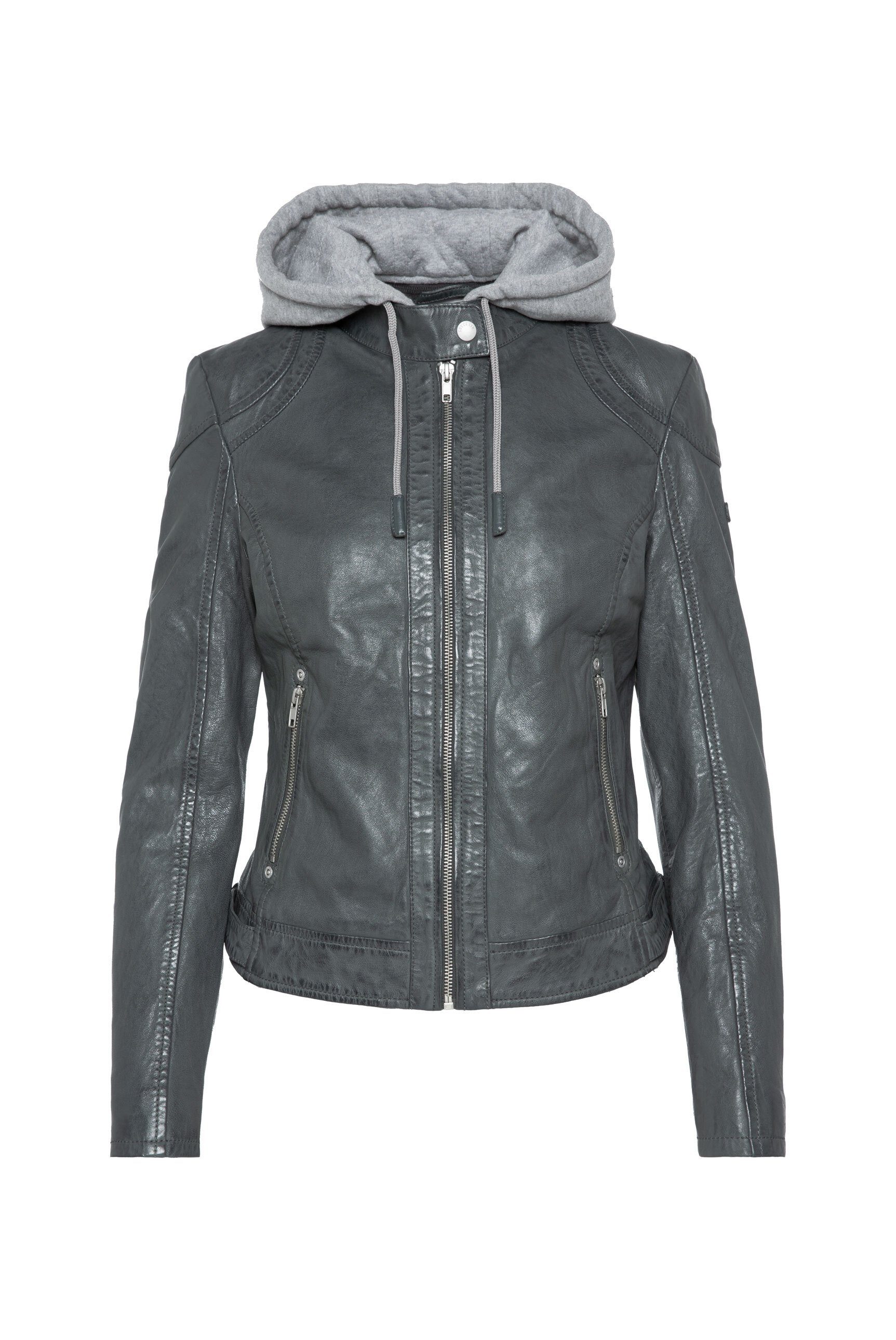 SOCCX Lederjacke mit Druckknopfriegel an den Seiten
