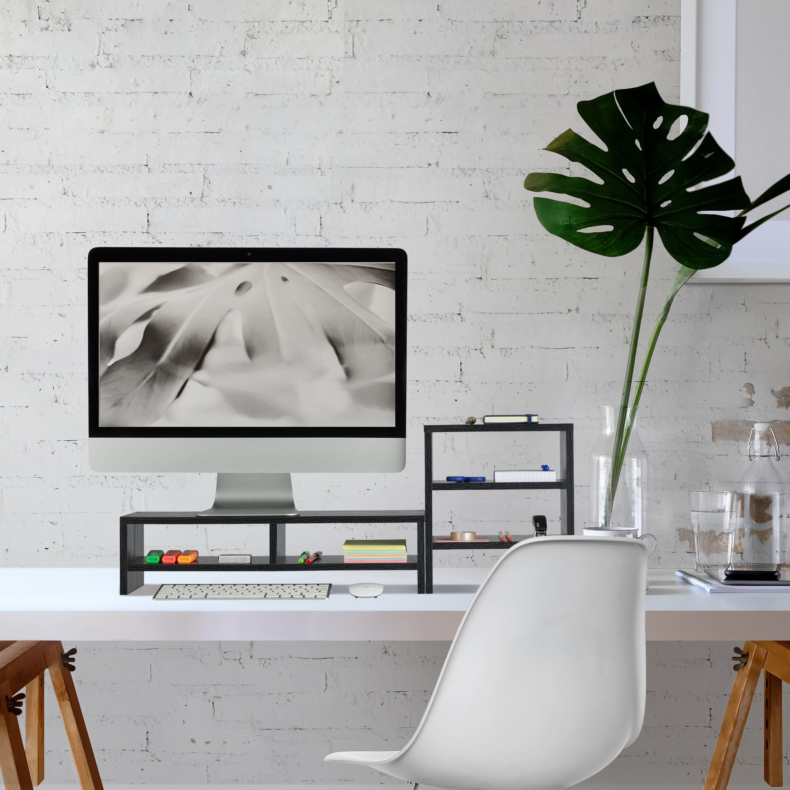 relaxdays Monitorständer mit Ablagen, (2-tlg) – Bild 5 von 5