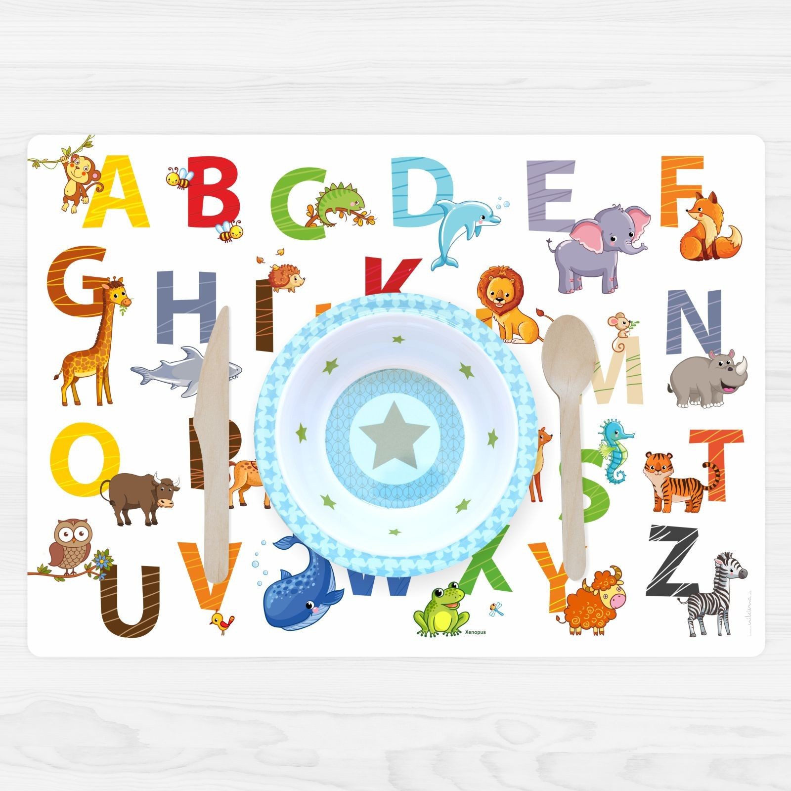 nikima Platzset stabiles Vinyl Tischset - Tier ABC Kinder Platzset abwaschb günstig online kaufen