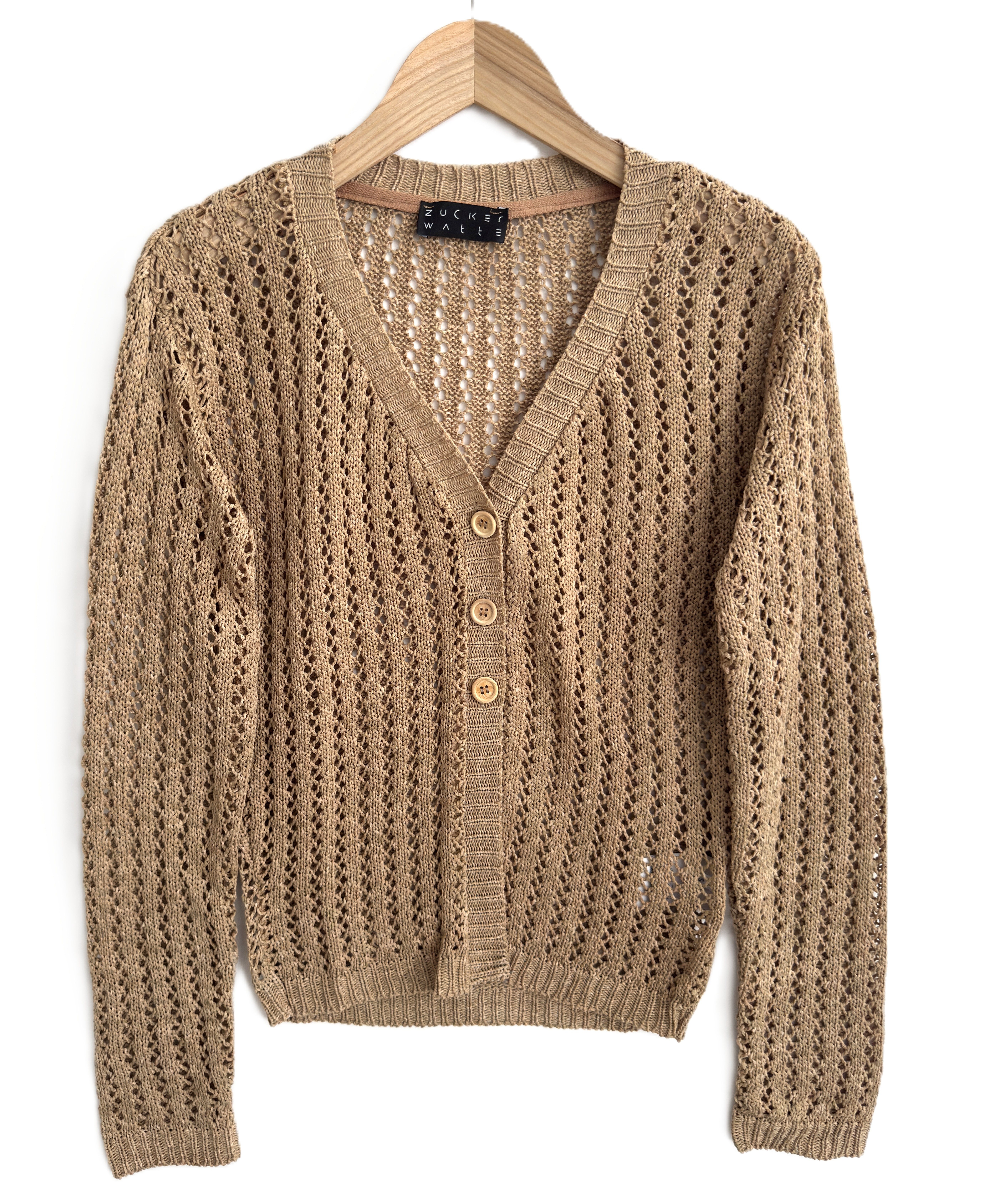 Zuckerwatte Ajourstrickjacke kurze modische Form aus günstig online kaufen
