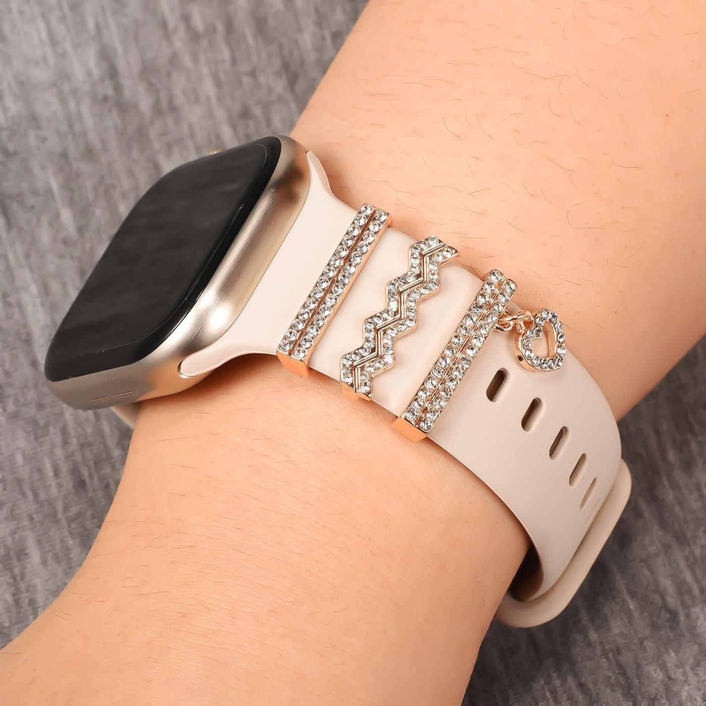 CoolGadget Smartwatch-Armband Schmuck Ringe Charms Uhren Deko Motiv Clips 21mm, Zubehör passend für alle Apple Watch und Samsung Galaxy Watch Modelle