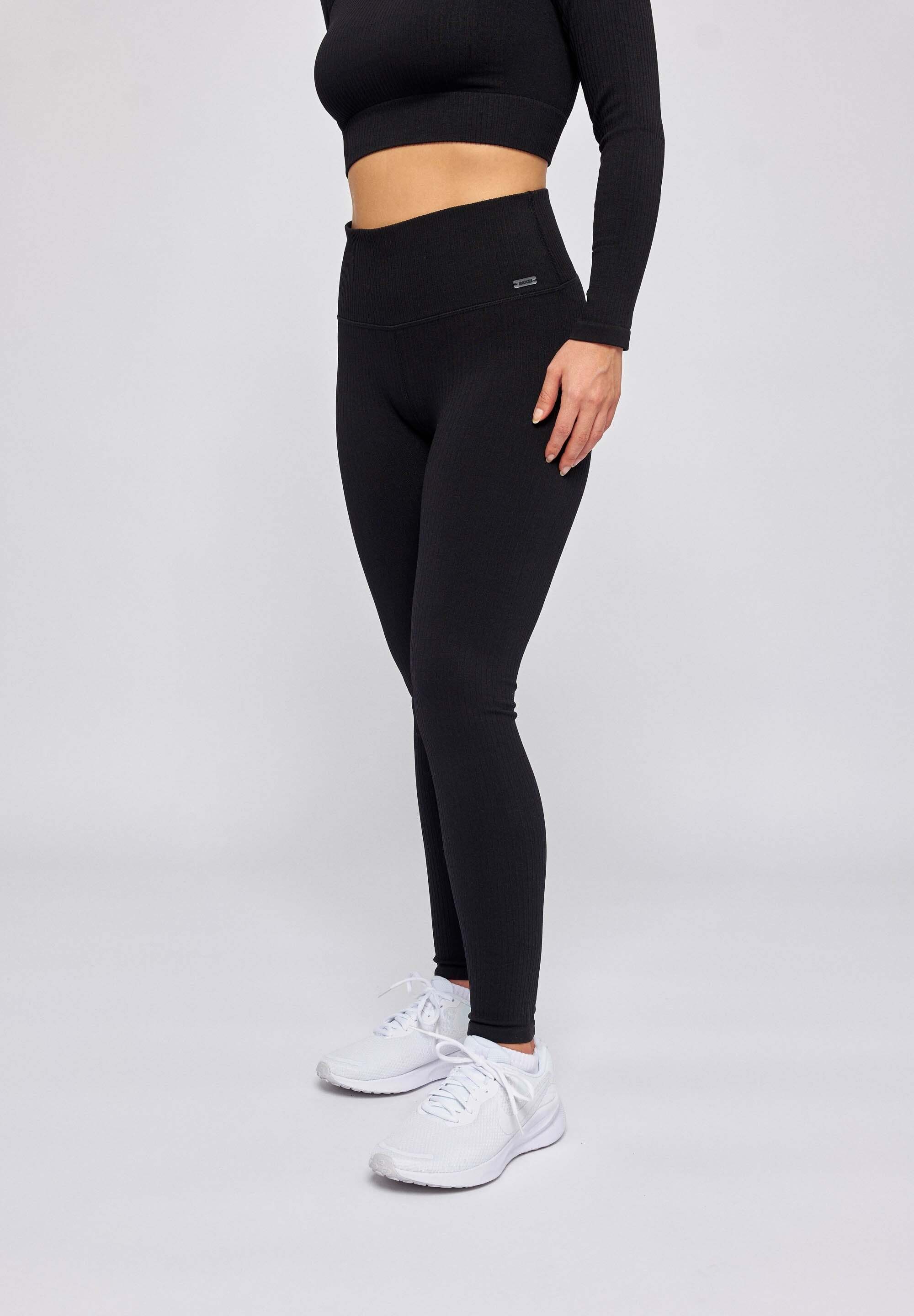 SNOCKS Highwaist Leggings Gerippte und für den seamless Schwarz perfekt Leggings blickdicht, Sport (1-tlg)