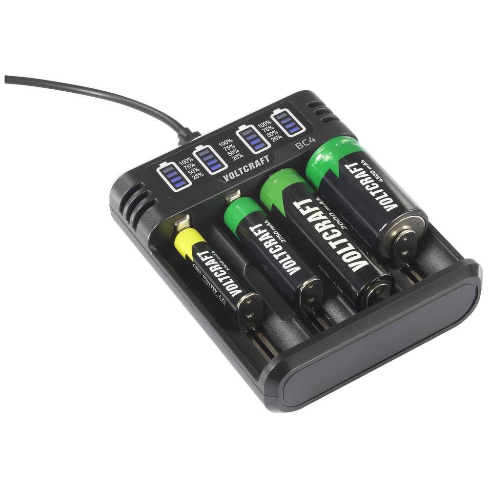 VOLTCRAFT Rundzellen-Ladegerät Li-Ion, NiMH, Micro(AAA), Mignon (AA VC-14263380 Rundzellen-Lader (Erhaltungsladung)