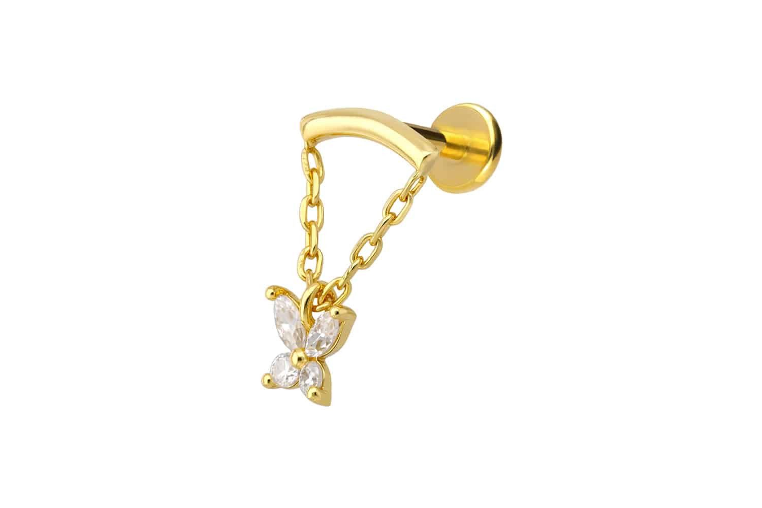 PIERCINGLINE Piercing-Set Titan Labret mit Innengewinde + 925er Silber Aufsatz (Labrets, 1-tlg)