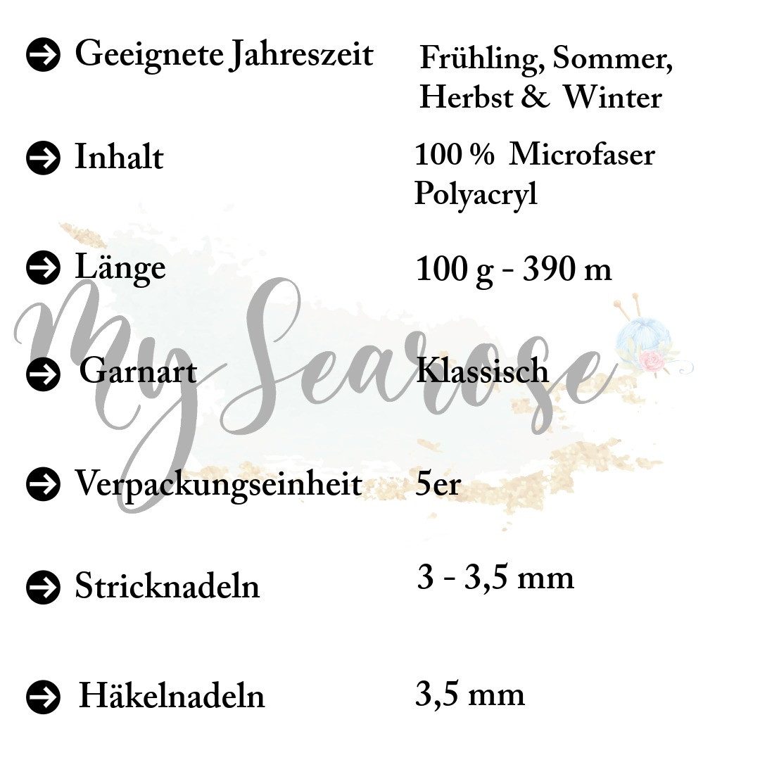 NAKO 5 x Nako Pirlanta Deluks Häkelwolle, 390 m, Strickgarn,Amigurumi,Häkelgarn