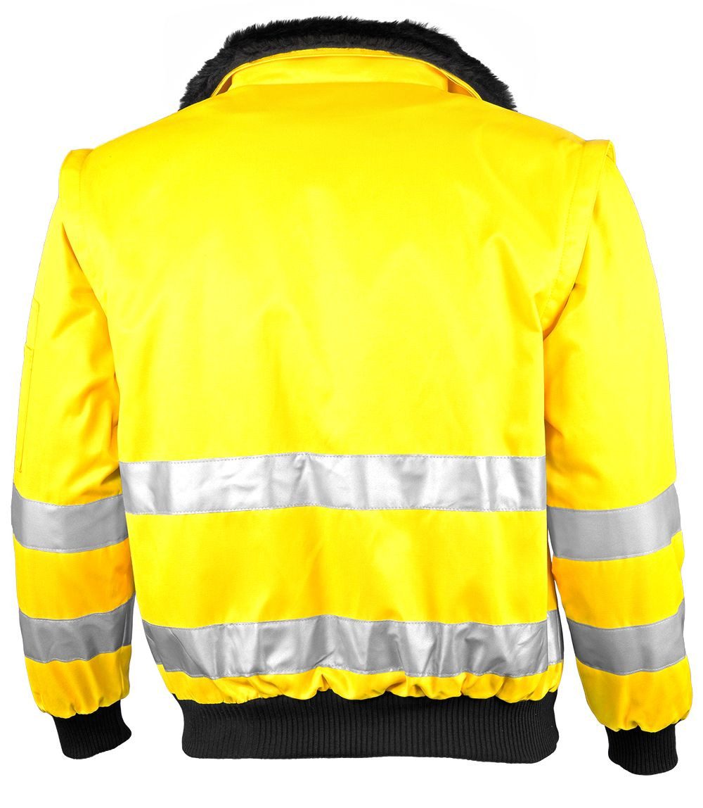 Qualitex Workwear Pilotenjacke signalfarbe 4-in-1 Arbeitsjacke aus Mischgewebe - ideal Übergangsjacke (1-St) Warnschutz-Pilotenjacke mit 7 Taschen - Strapazierfähig & Pflegeleicht