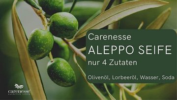 Carenesse Seifen-Set Original Aleppo Seife 5 x 200 g, 40% Lorbeeröl & 60% Olivenöl, Alepposeife, Aleppo-Seife, Lorbeerölseife, Olivenölseife, Duschseife