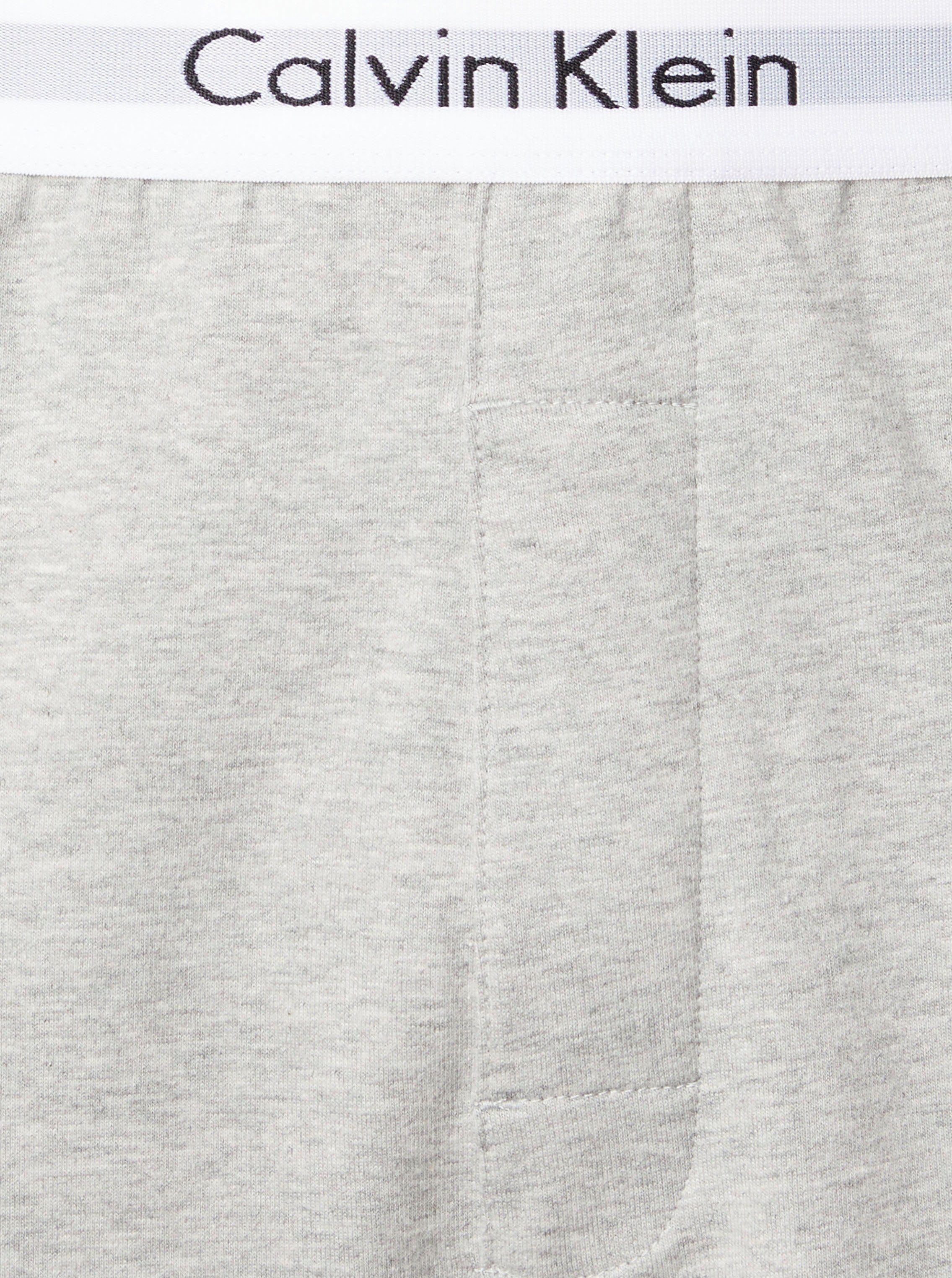 grau Calvin Wäschebund meliert mit Klein - Logoschriftzug Calvin Underwear Klein Schlafshorts am